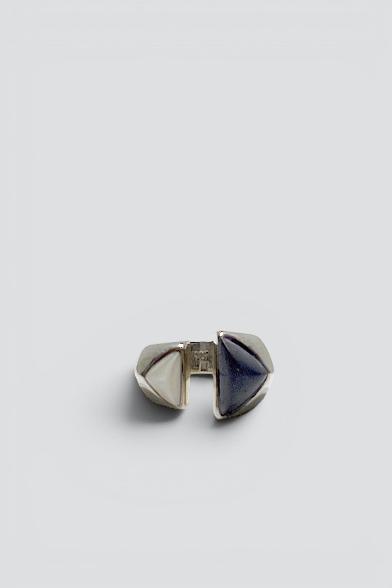 Sterling Silver Pearl Blue Quartz Open Ring