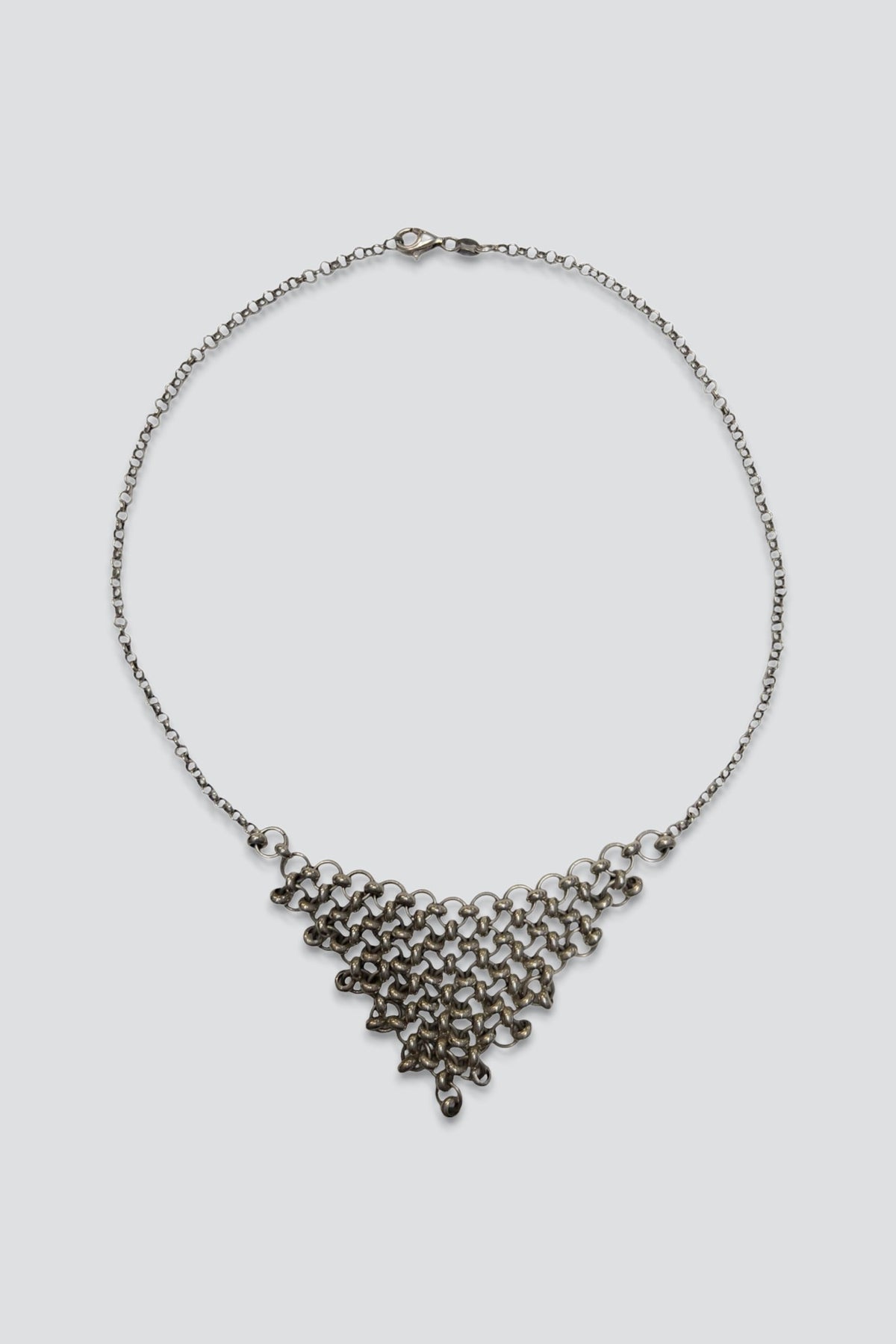 Sterling Silver Ringed Mesh Chain Necklace