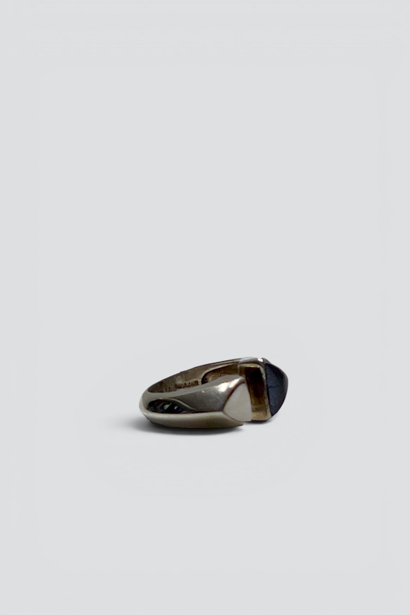 Sterling Silver Pearl Blue Quartz Open Ring