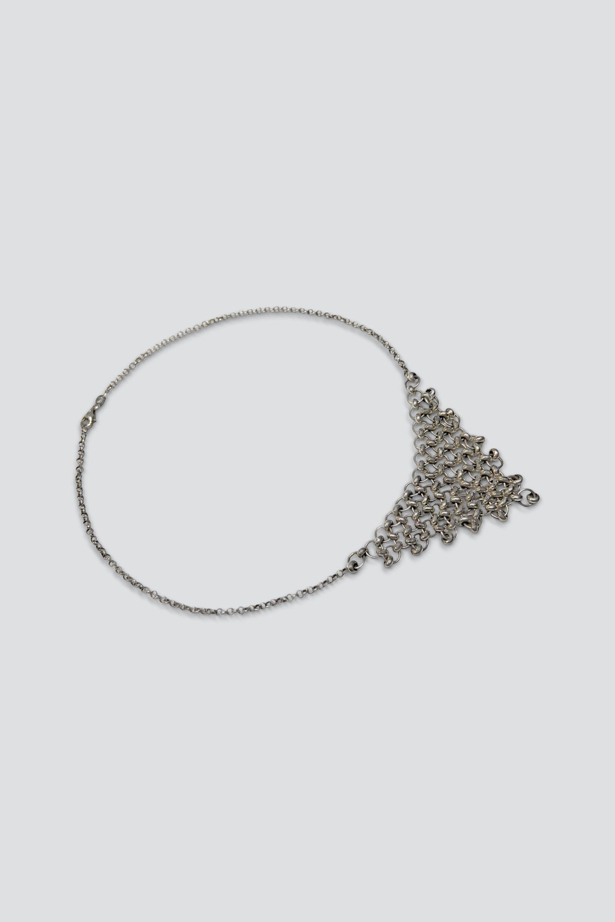 Sterling Silver Ringed Mesh Chain Necklace