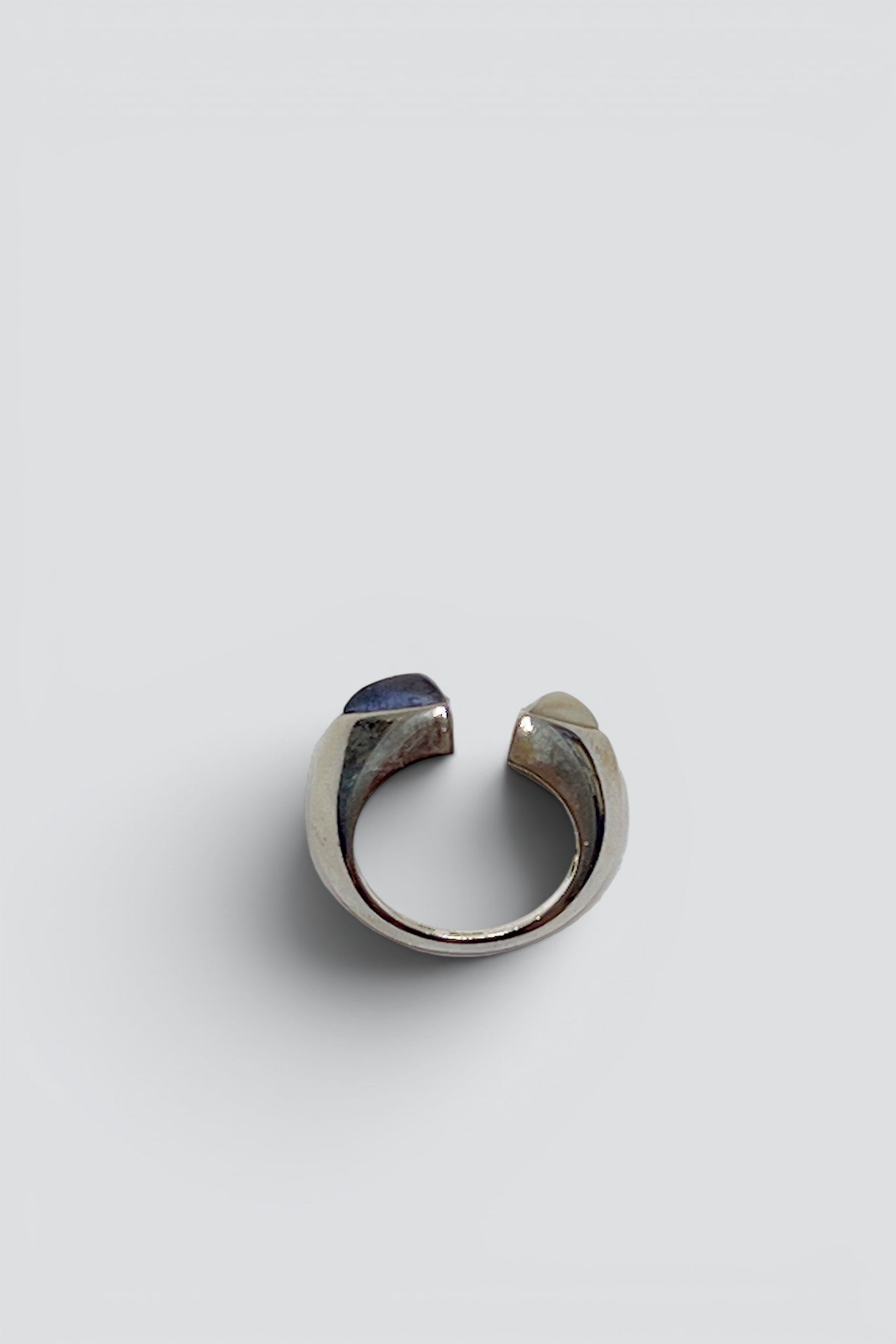 Sterling Silver Pearl Blue Quartz Open Ring