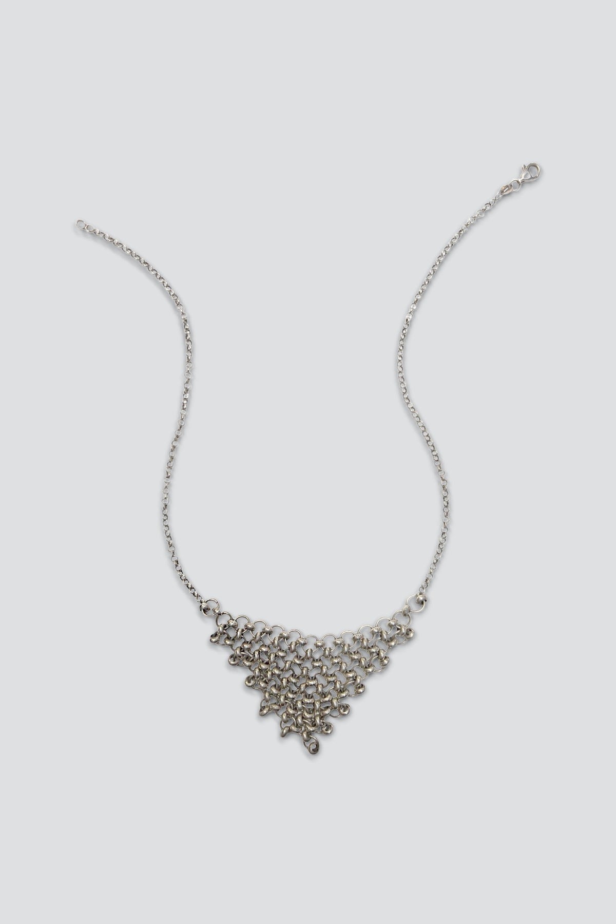 Sterling Silver Ringed Mesh Chain Necklace