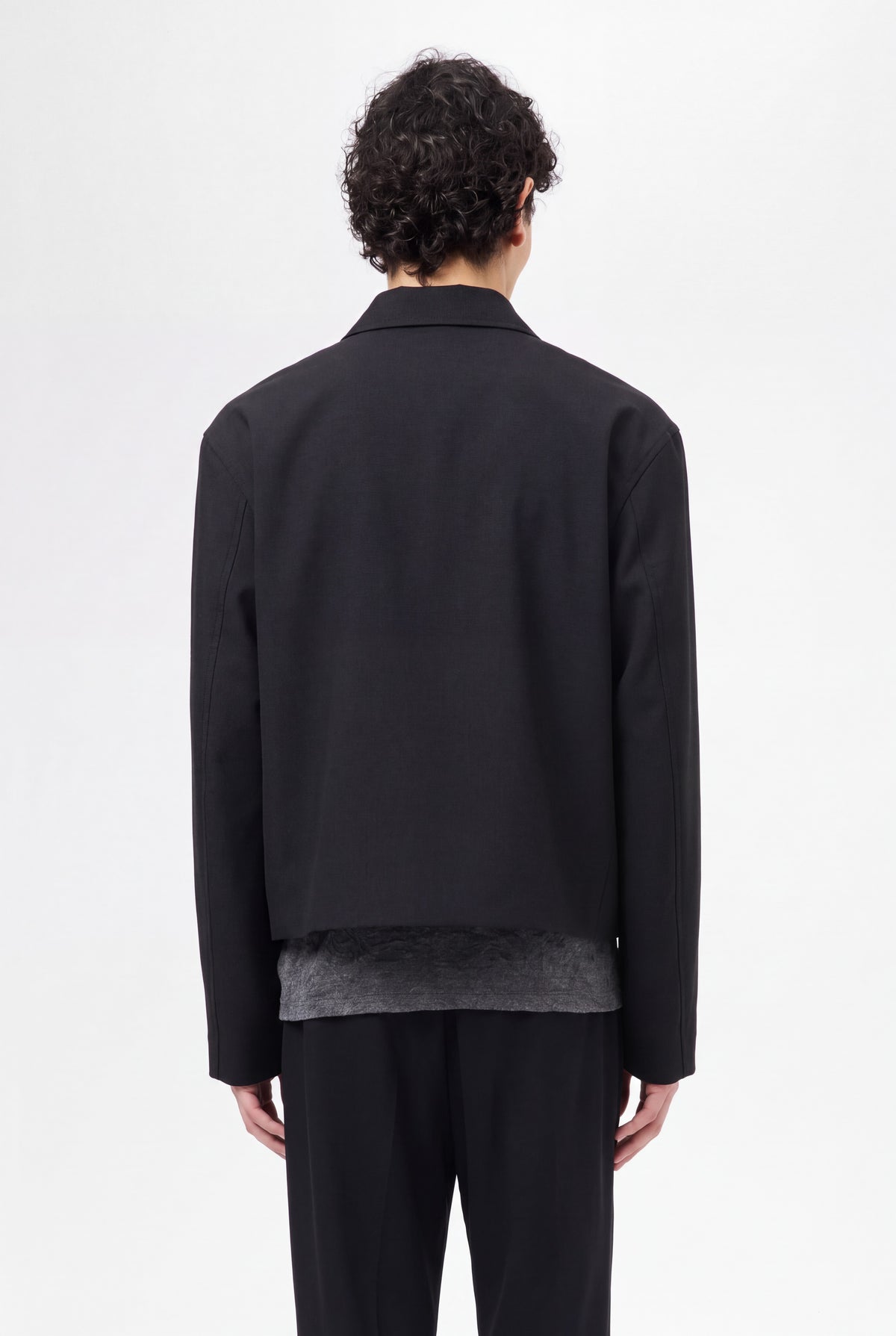 Black Worsted Wool Mini Jacket