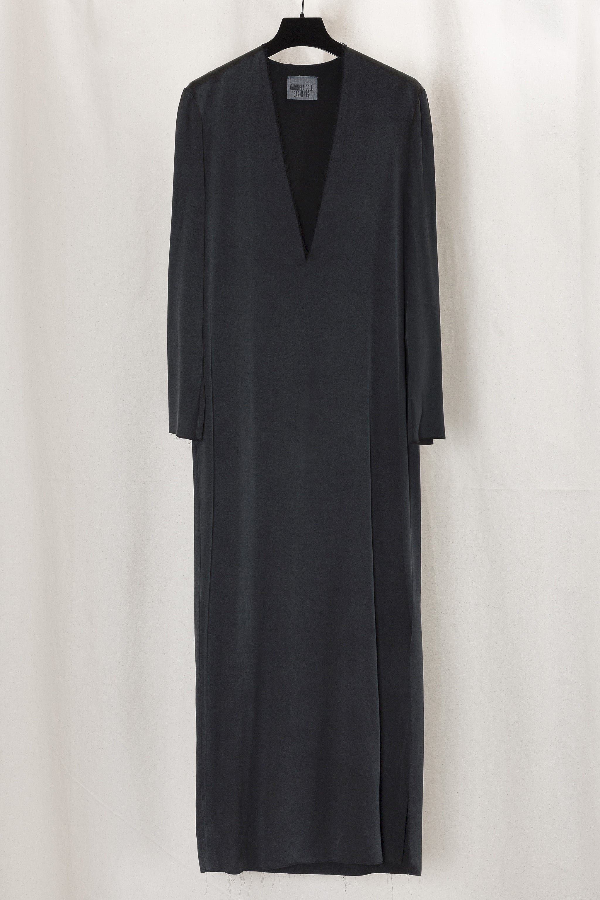 Black Heavy Silk No.125 Longsleeve Dress