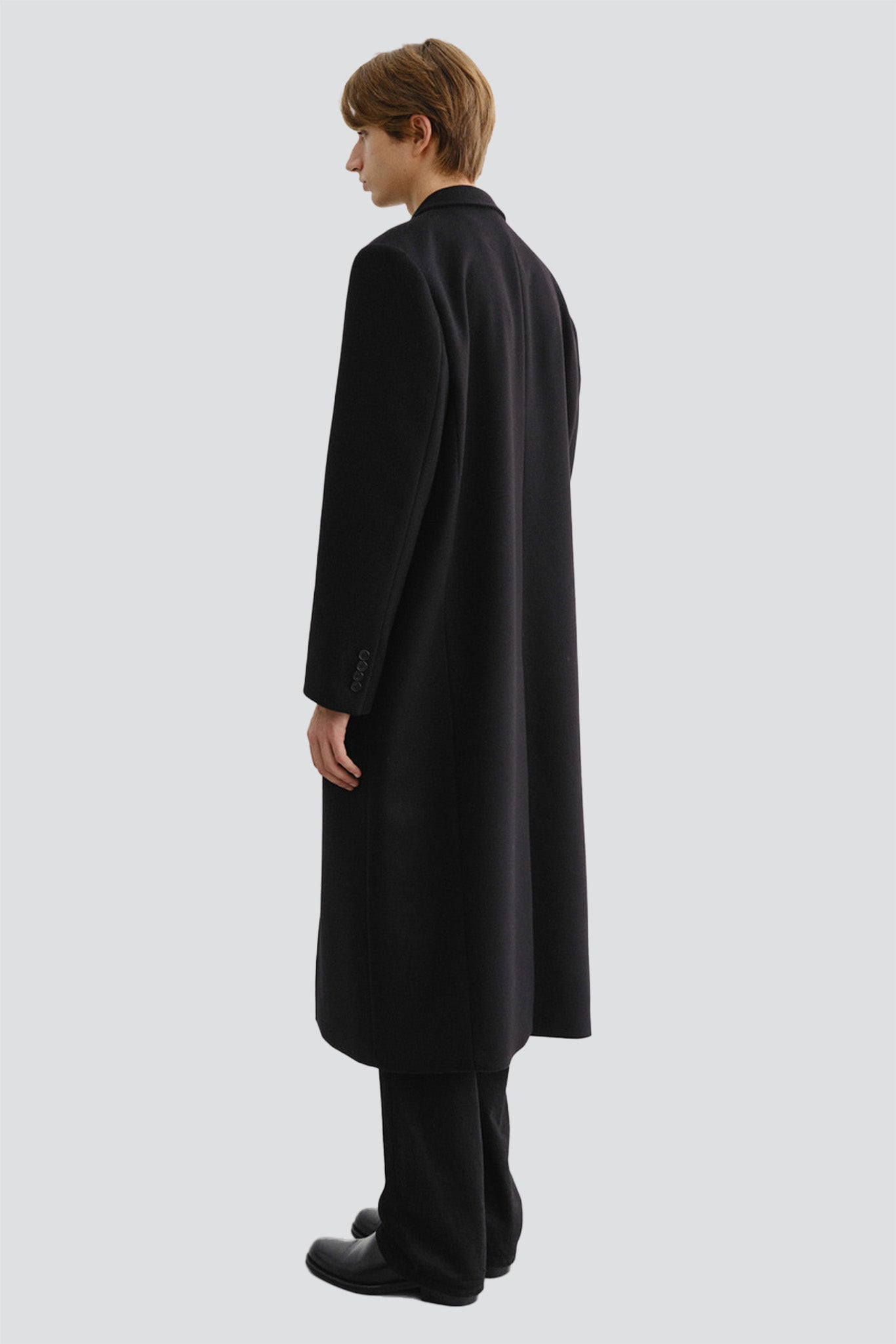 Black Unisex 2 Way 3 Button Cashmere Coat