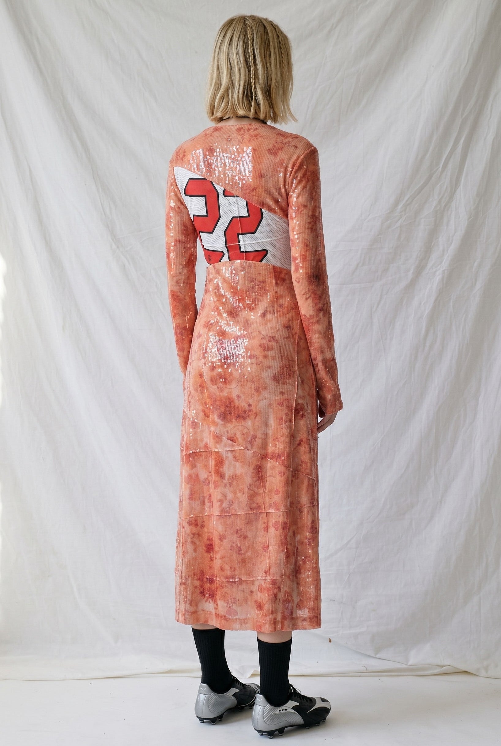 Orange Sunkissed Sequins Football Knots Dress