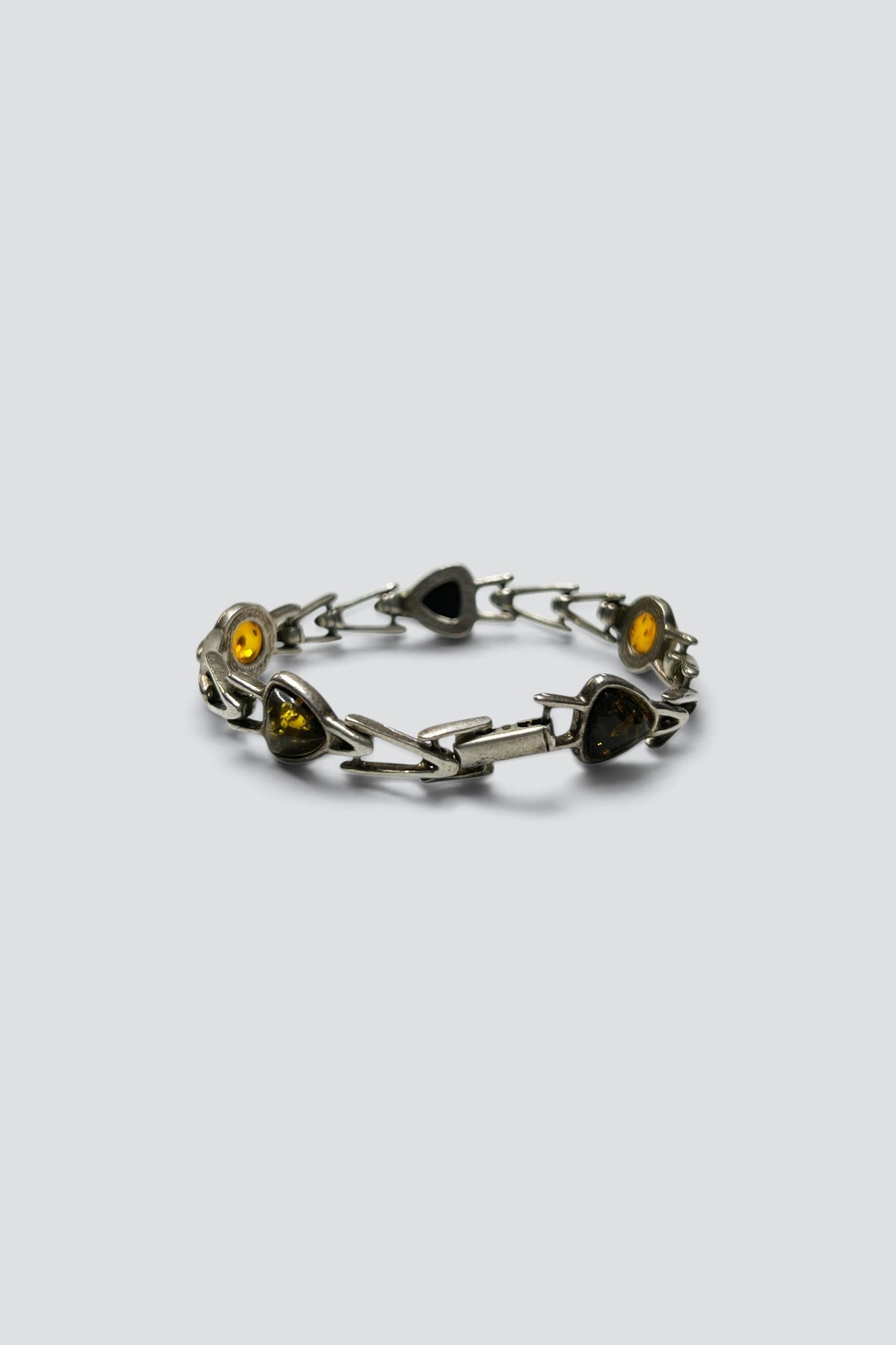 Sterling Silver Amber Pointed Link Bracelet
