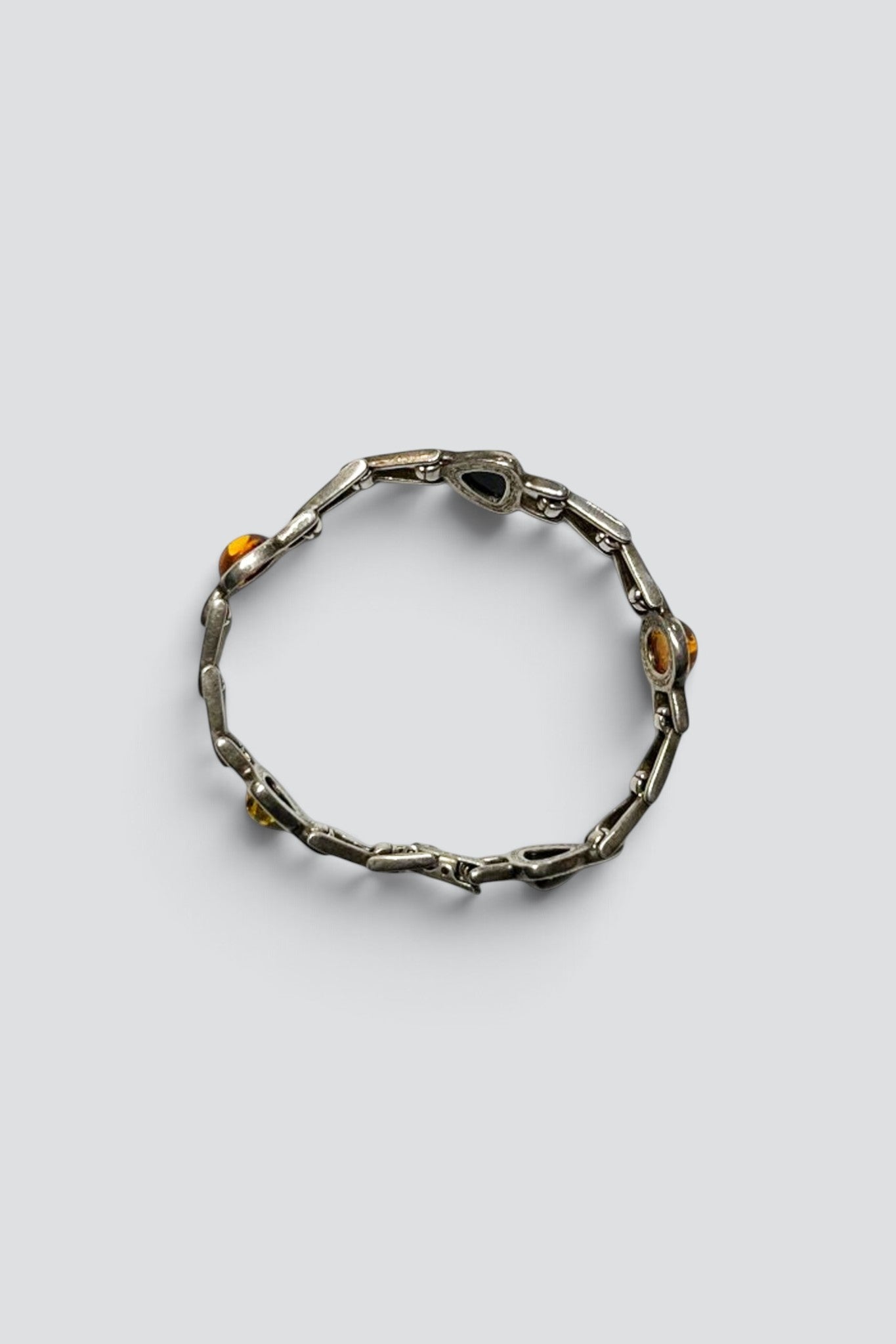 Sterling Silver Amber Pointed Link Bracelet