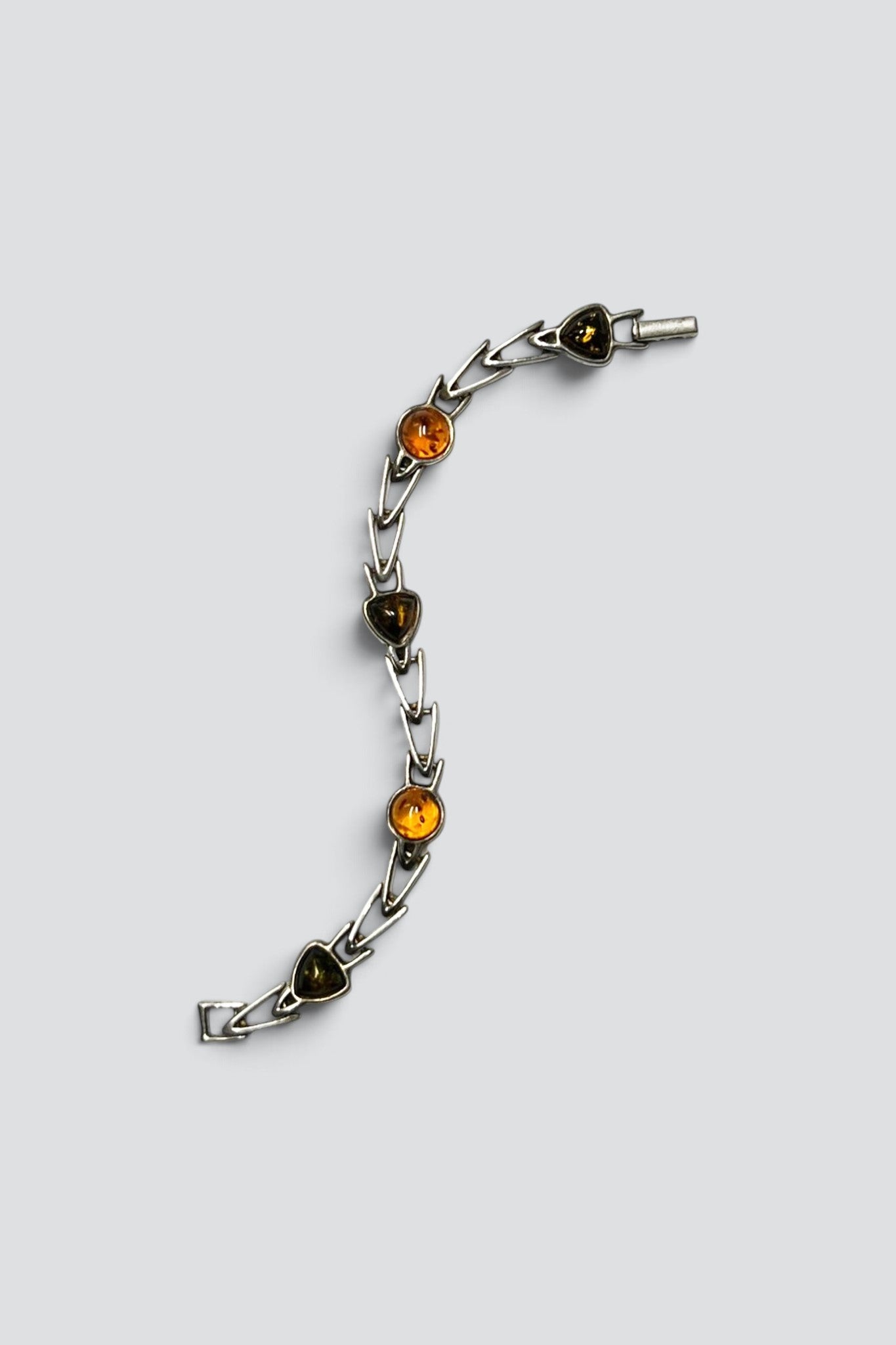 Sterling Silver Amber Pointed Link Bracelet