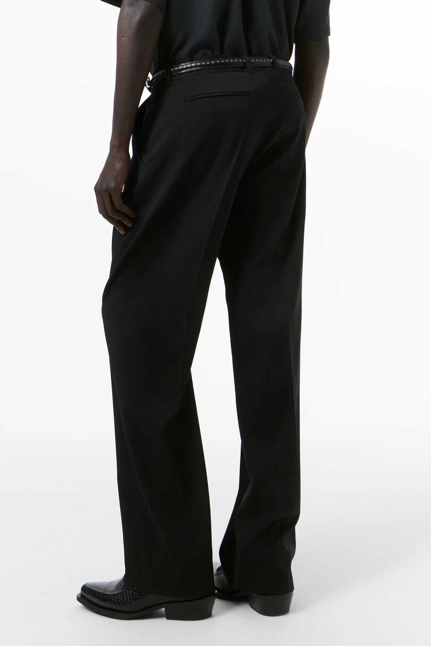 Black Worsted Wool Slack Trouser