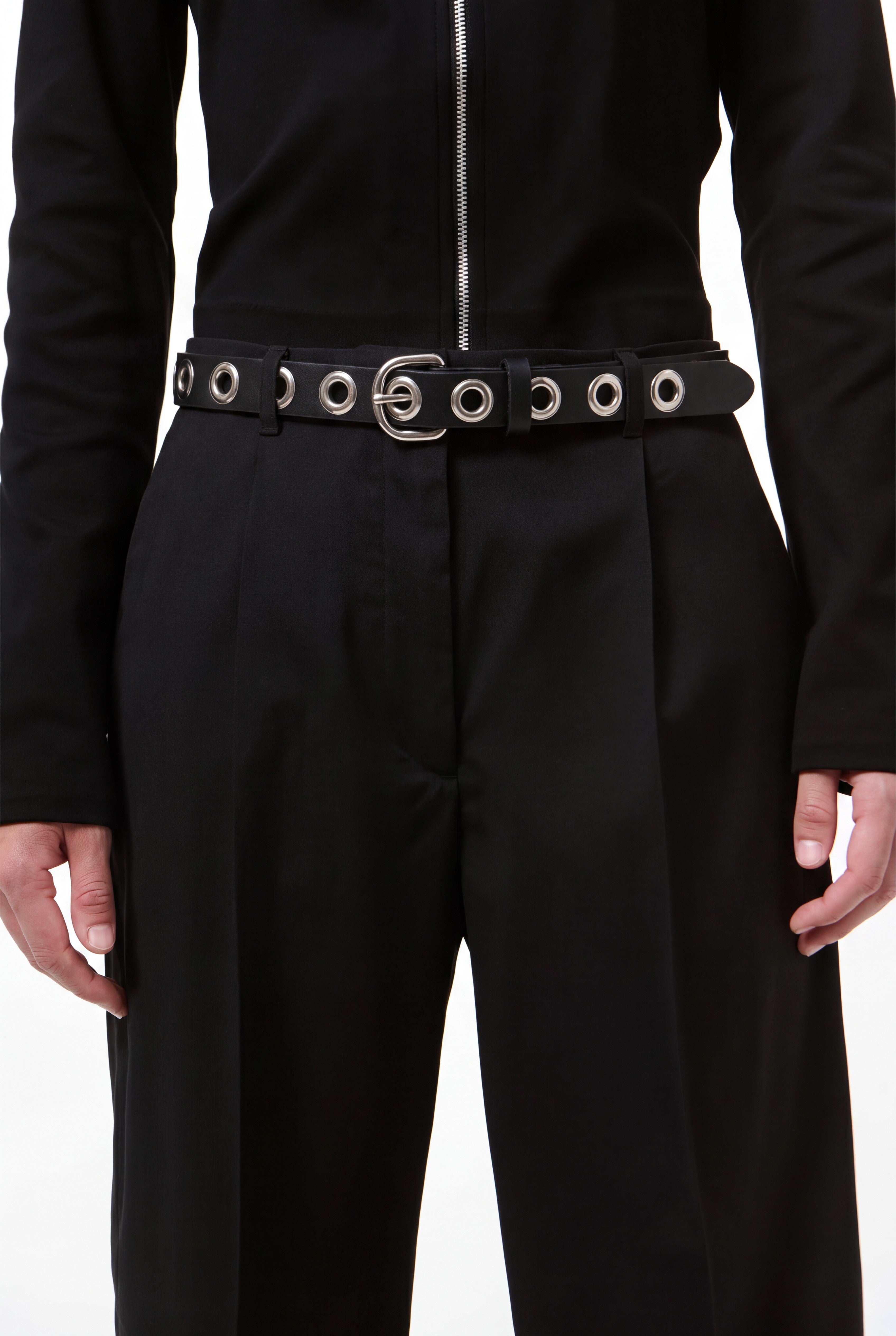 Black Leather Single Eyelet Belt