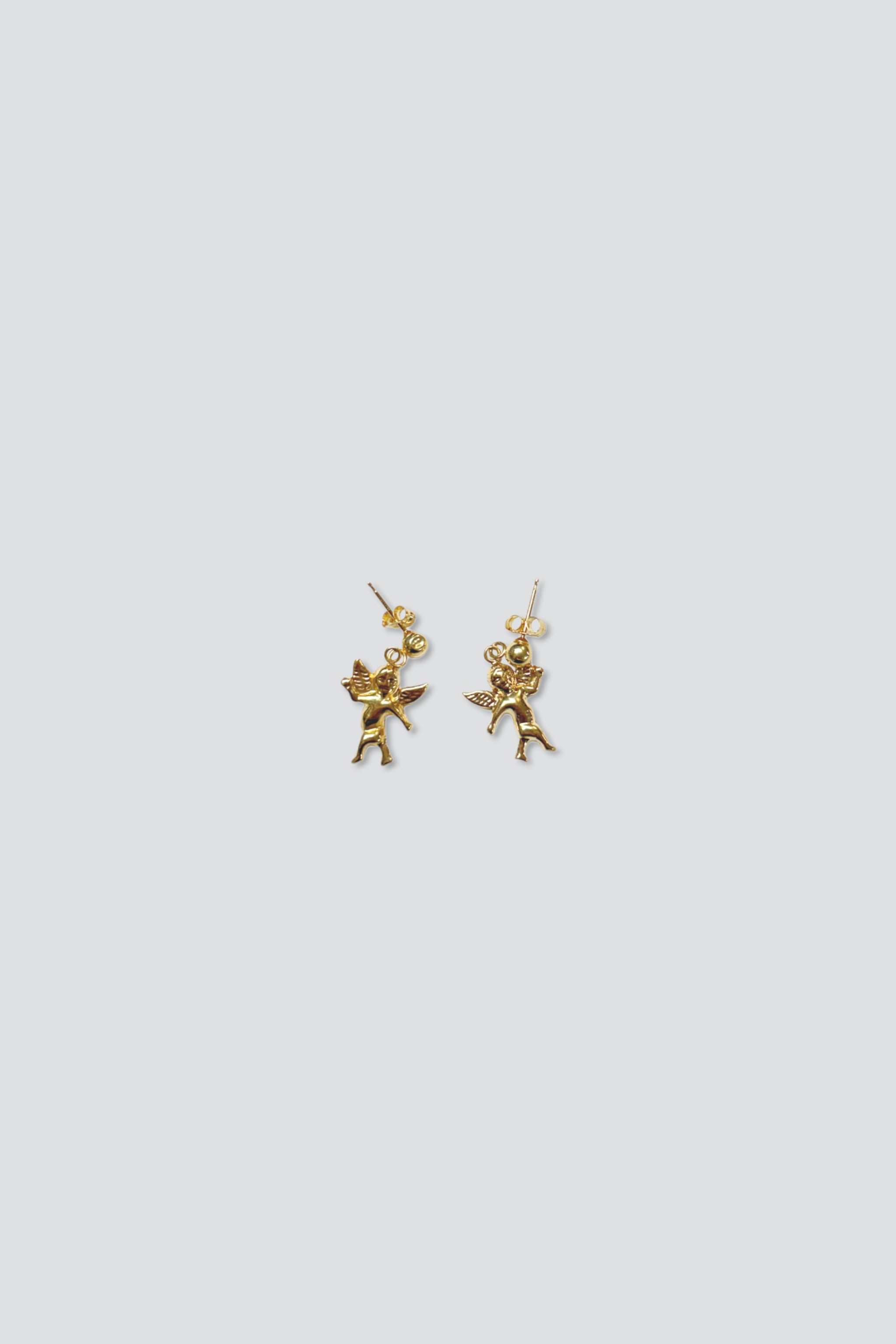 14K Gold Angel Dangle Earrings