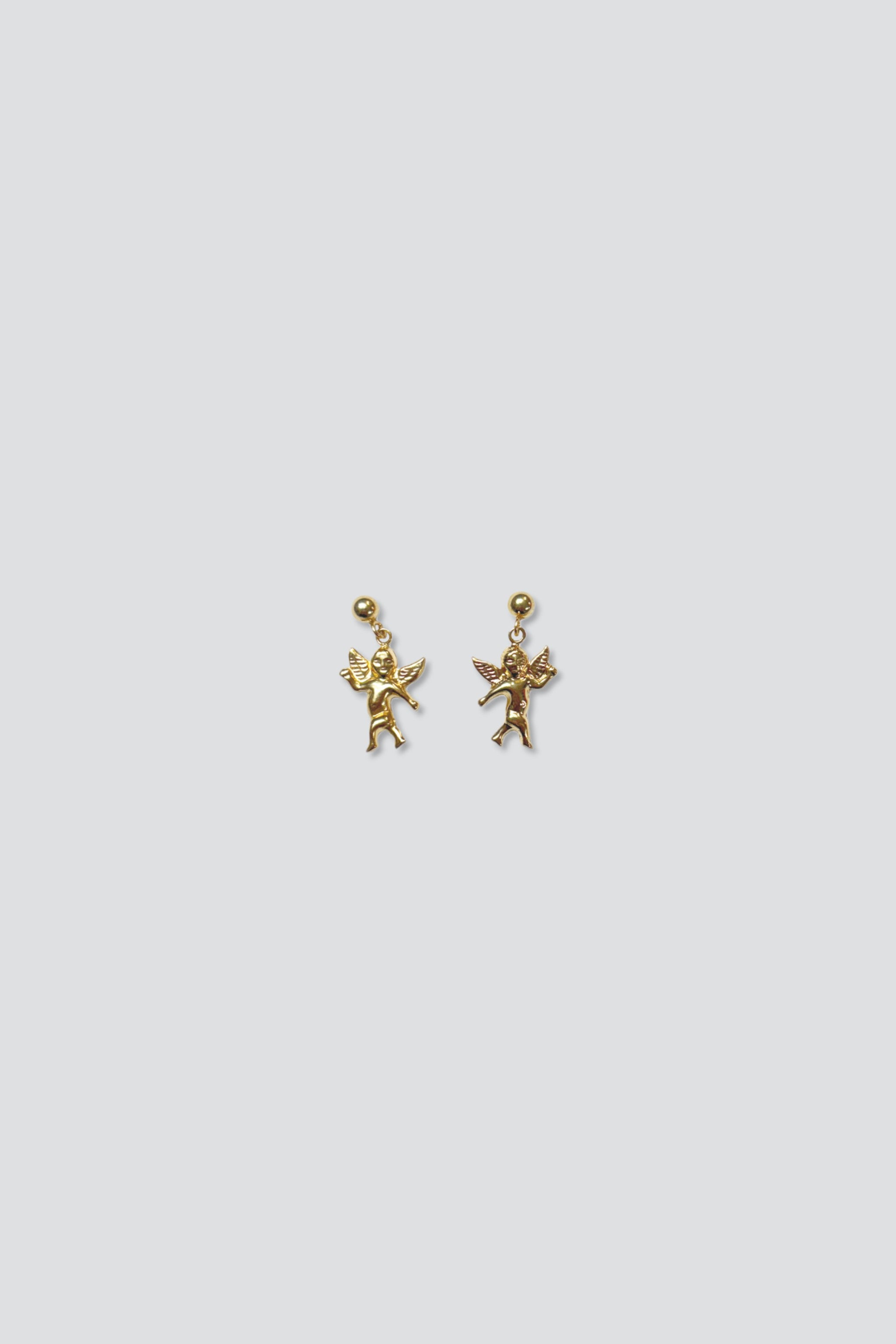 14K Gold Angel Dangle Earrings