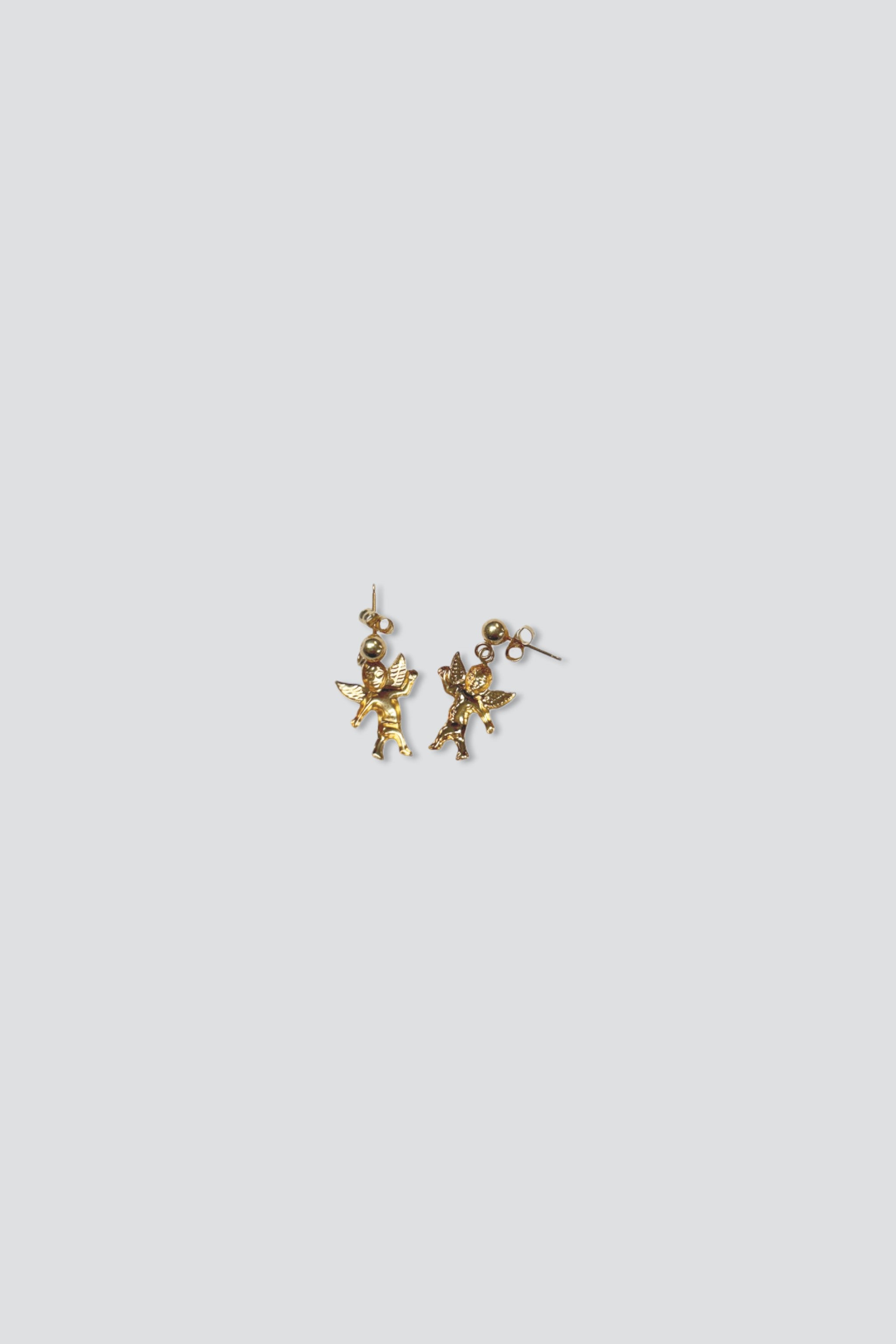 14K Gold Angel Dangle Earrings