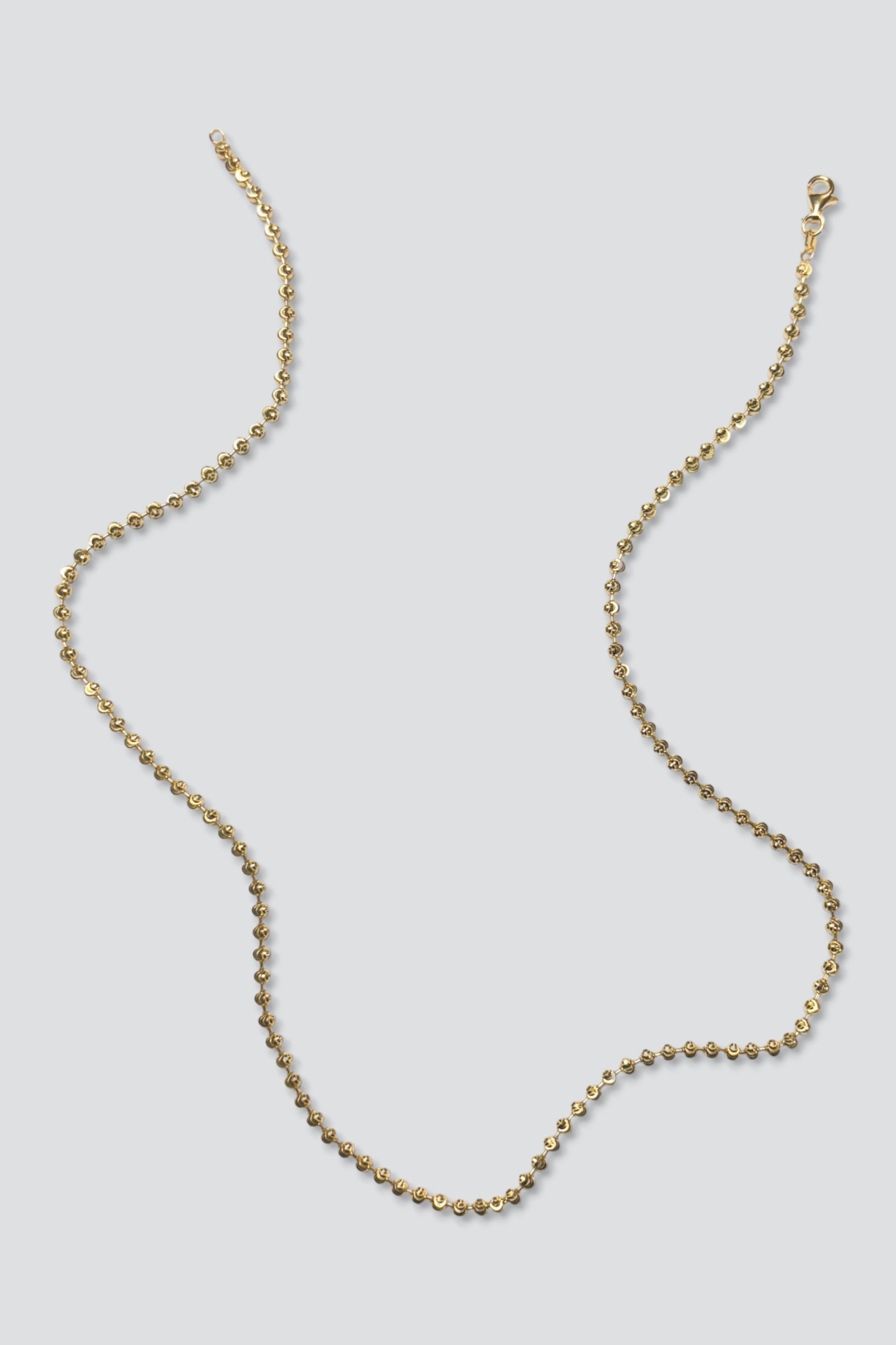14K Gold Vermeil Long Swirl Bead Chain Necklace