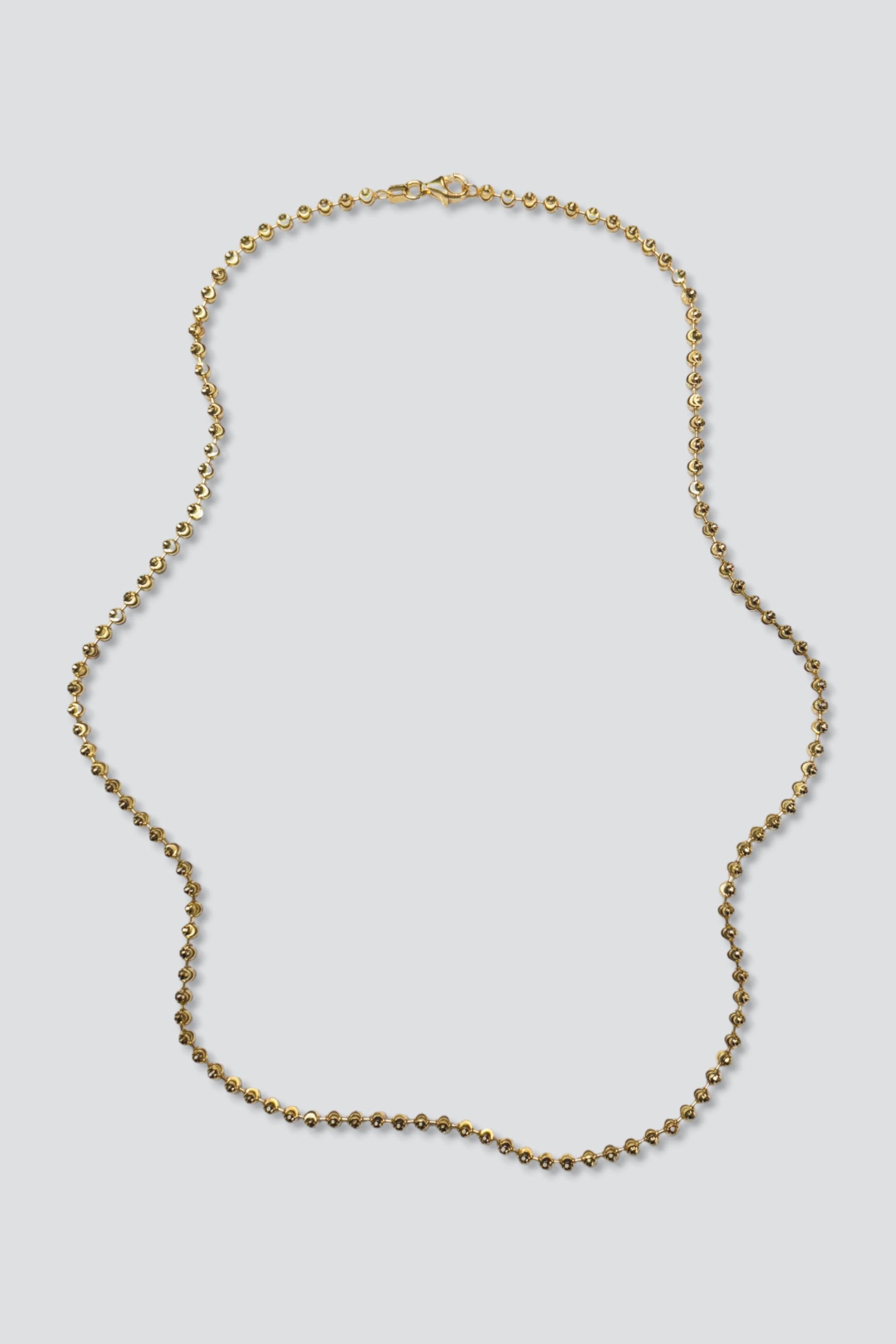 14K Gold Vermeil Long Swirl Bead Chain Necklace