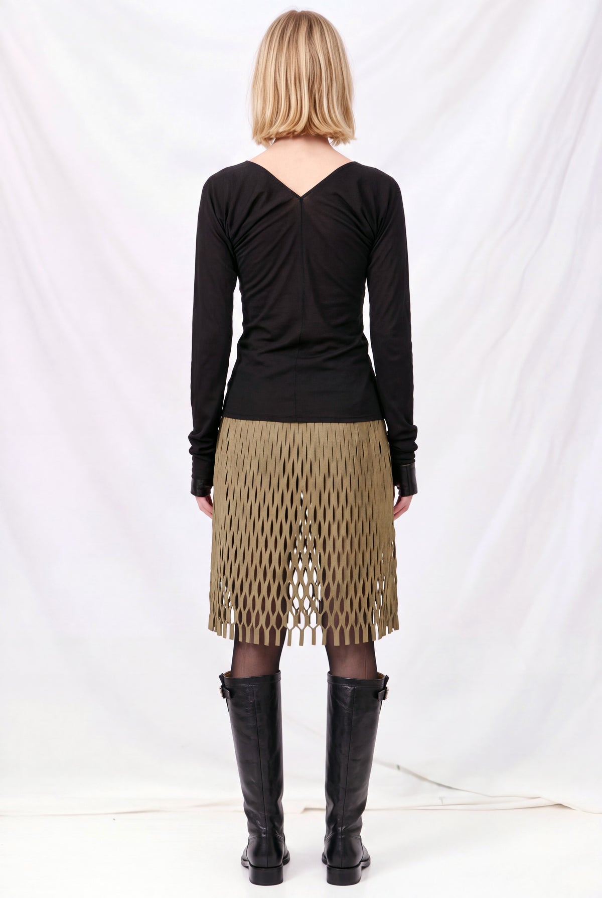 Black Stocking Jersey Cheer V Neck