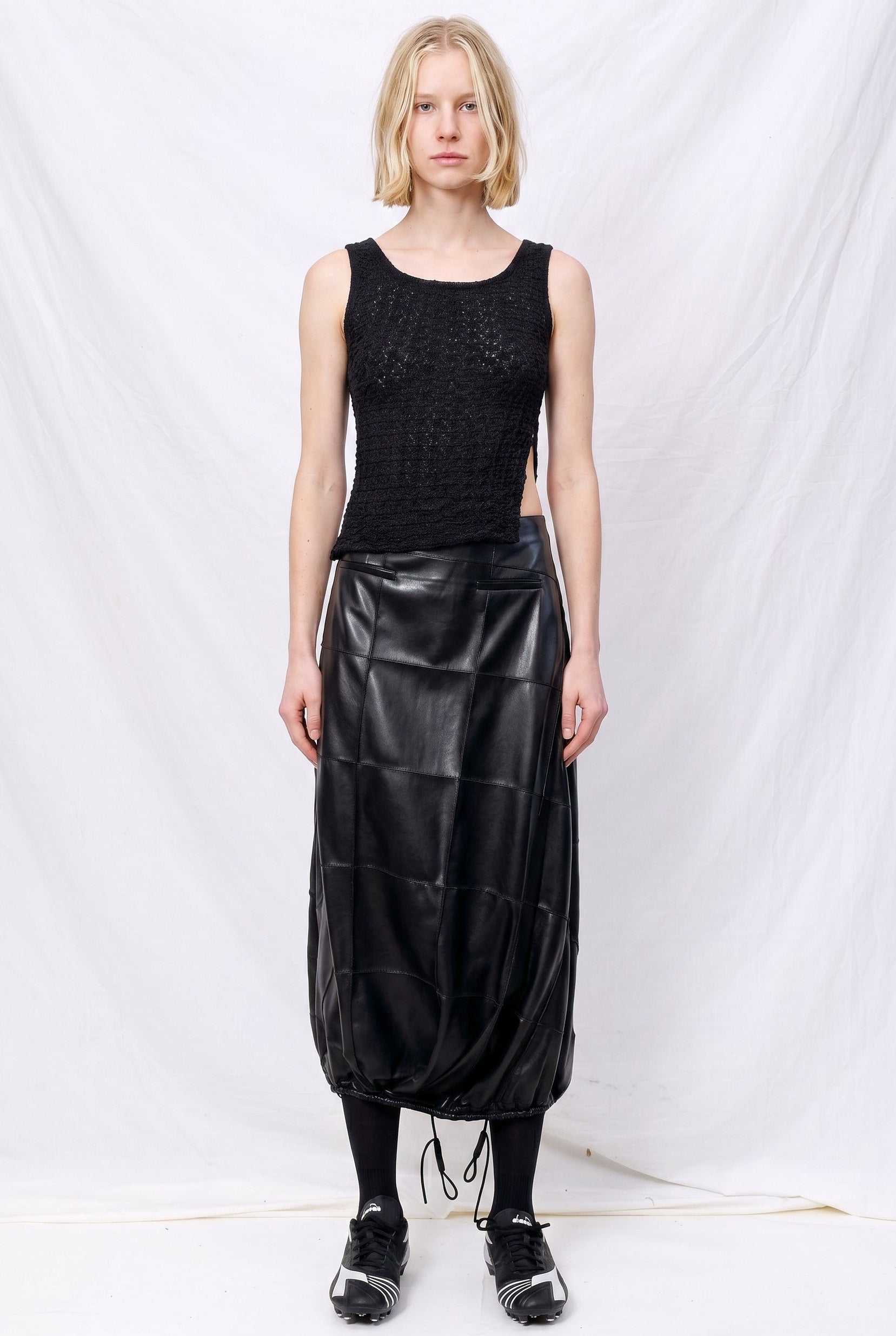 Black Lace Jersey Twist Tank Top
