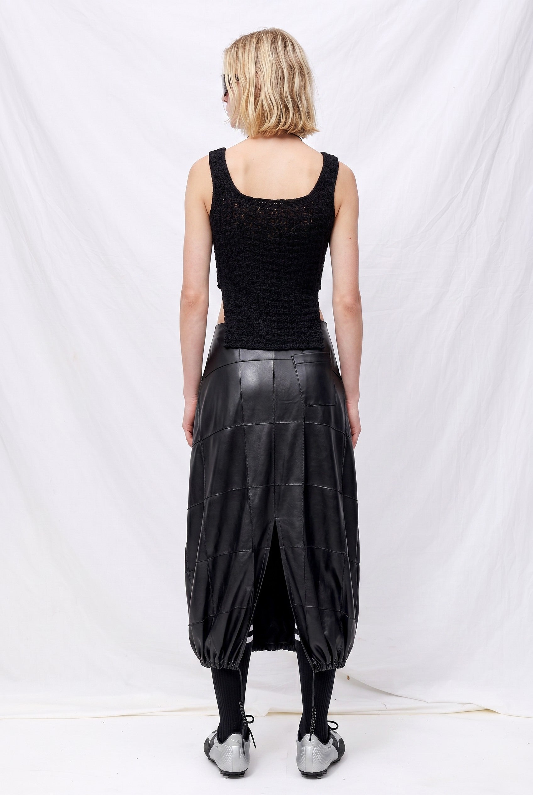 Black Lace Jersey Twist Tank Top