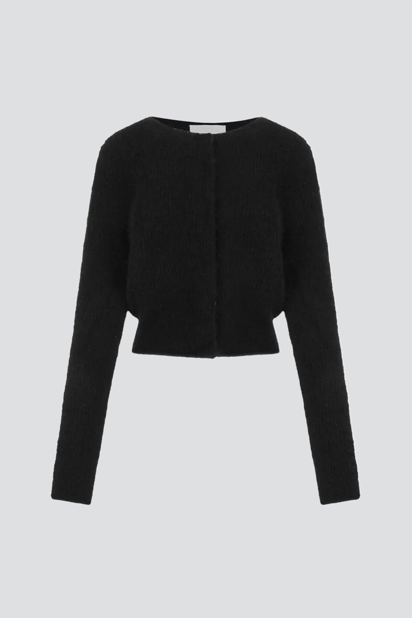 Black Round Neck Sheer Cardigan