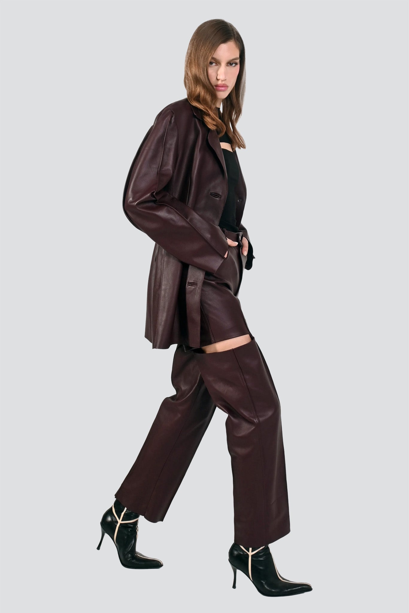 Burgundy Ana Leather Jacket