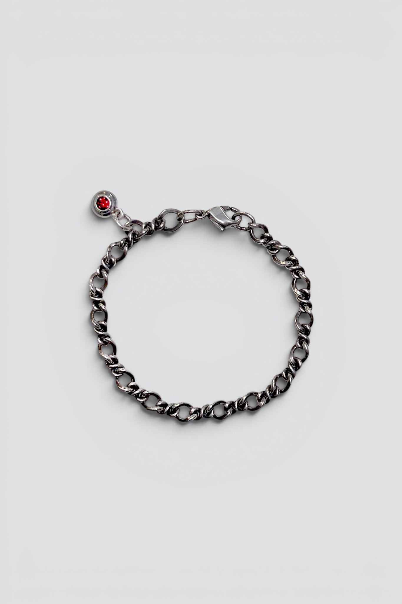 Sterling Silver Garnet Charm Bracelet