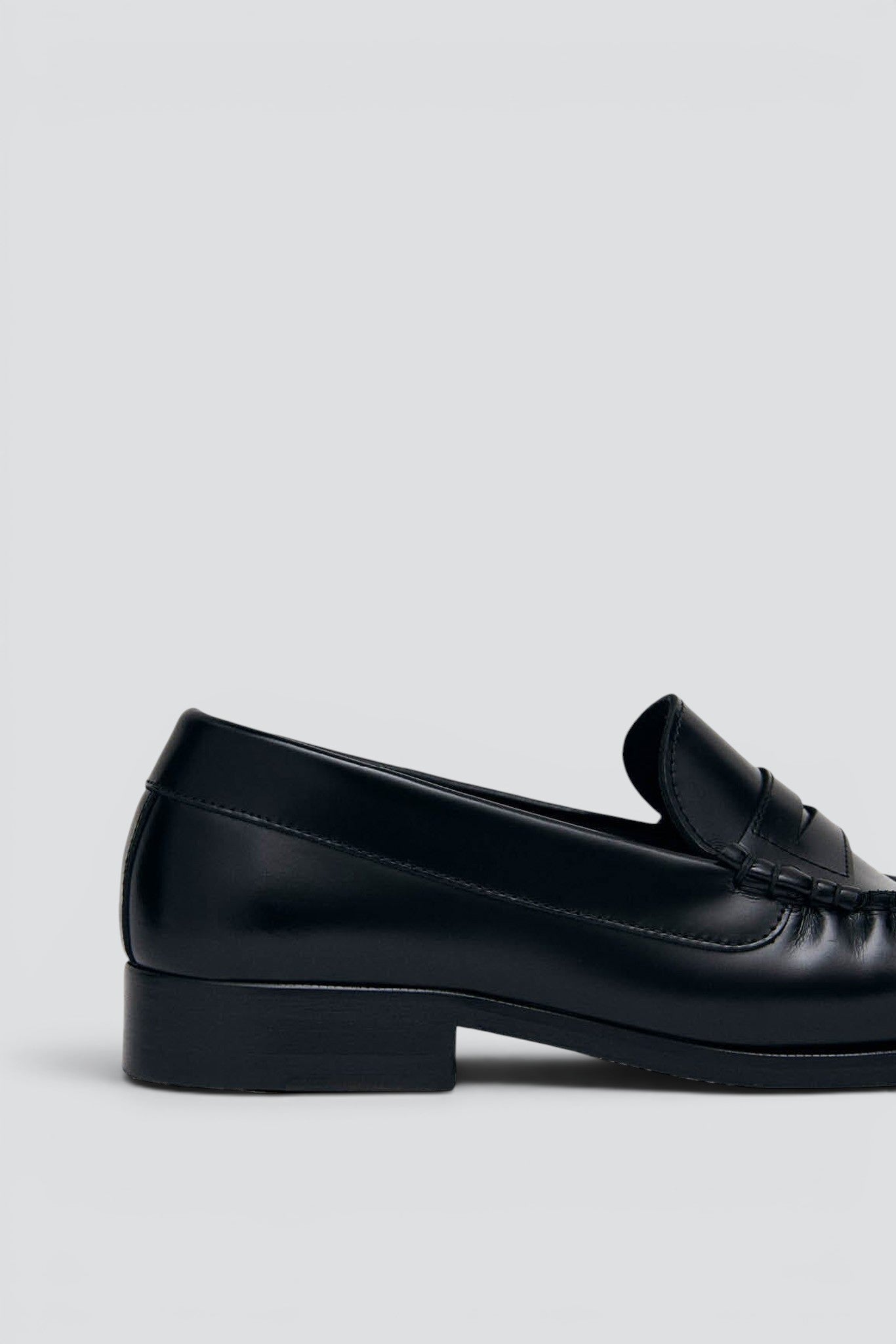 Black Leather Rivet Loafers