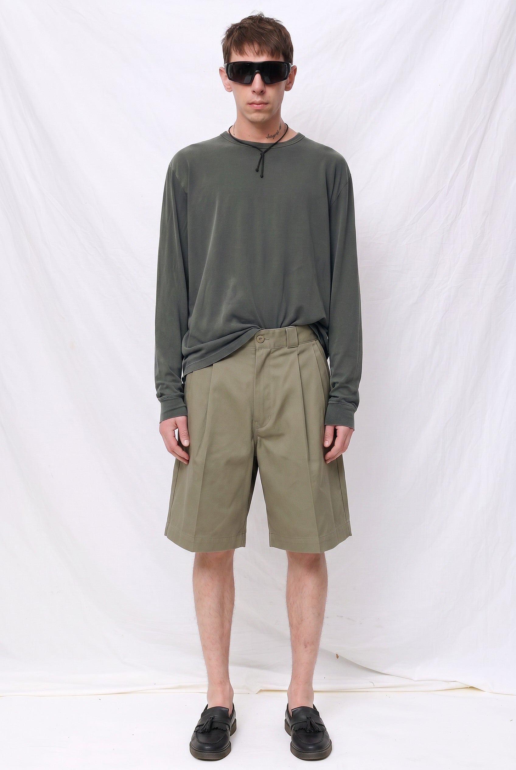 Khaki N. Hoolywood Compile x Dickies / 2 Tuck Half Pants
