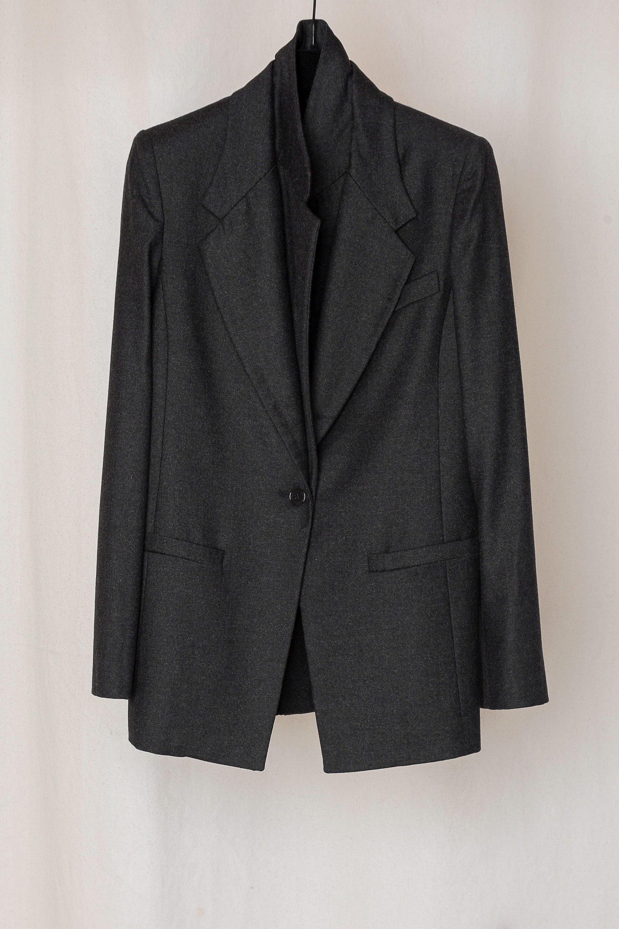 Black Mottled Loro Piana Fine Wool No.26 Double Collar Jacket