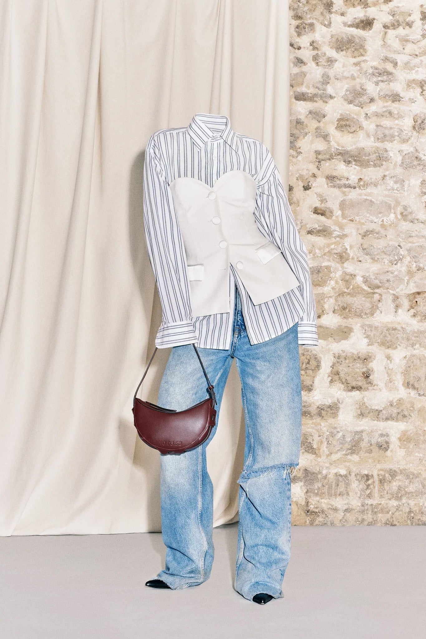 Bordeaux Leather Half Moon Bag