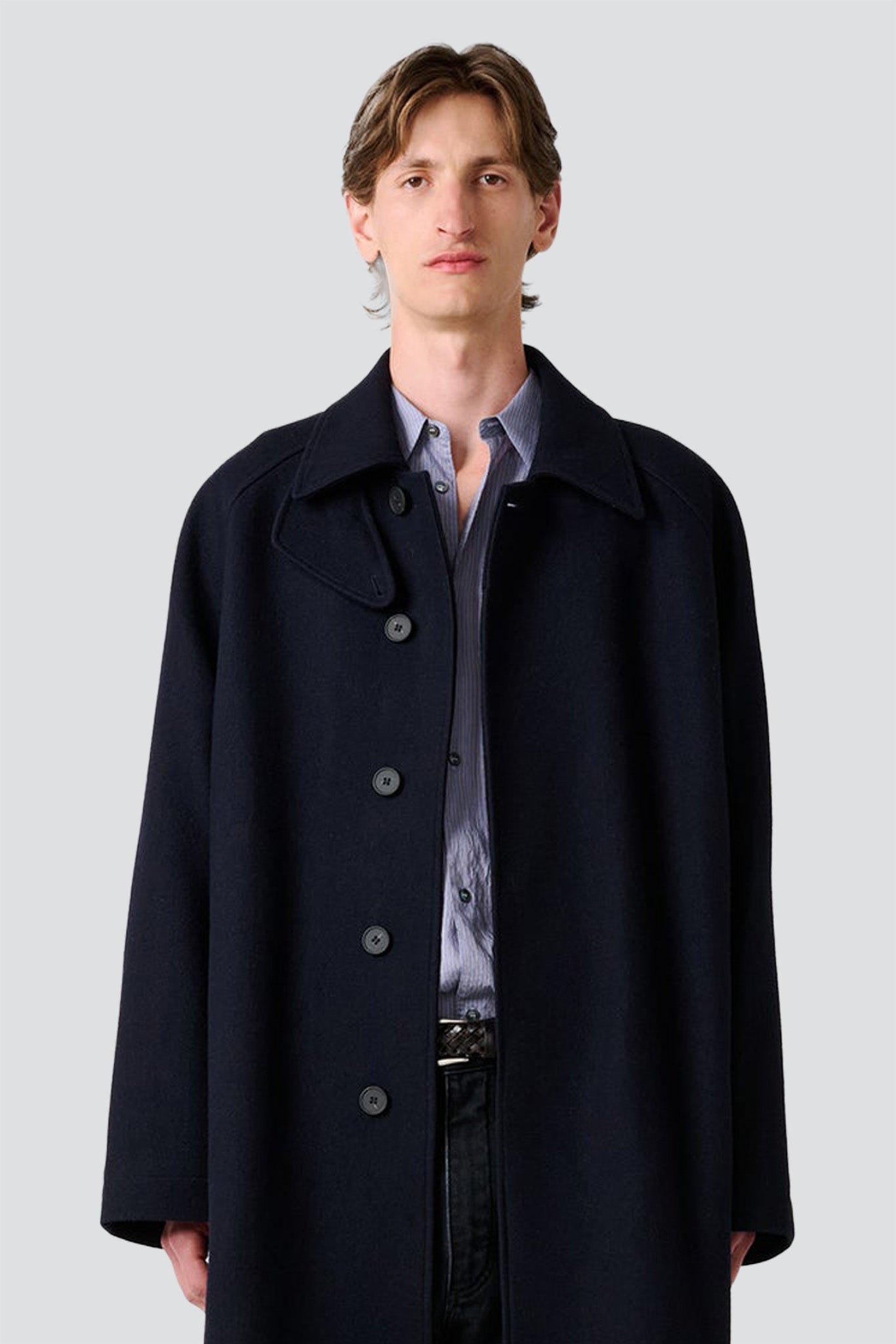 Dark Navy Cabo Raglan Wool Coat