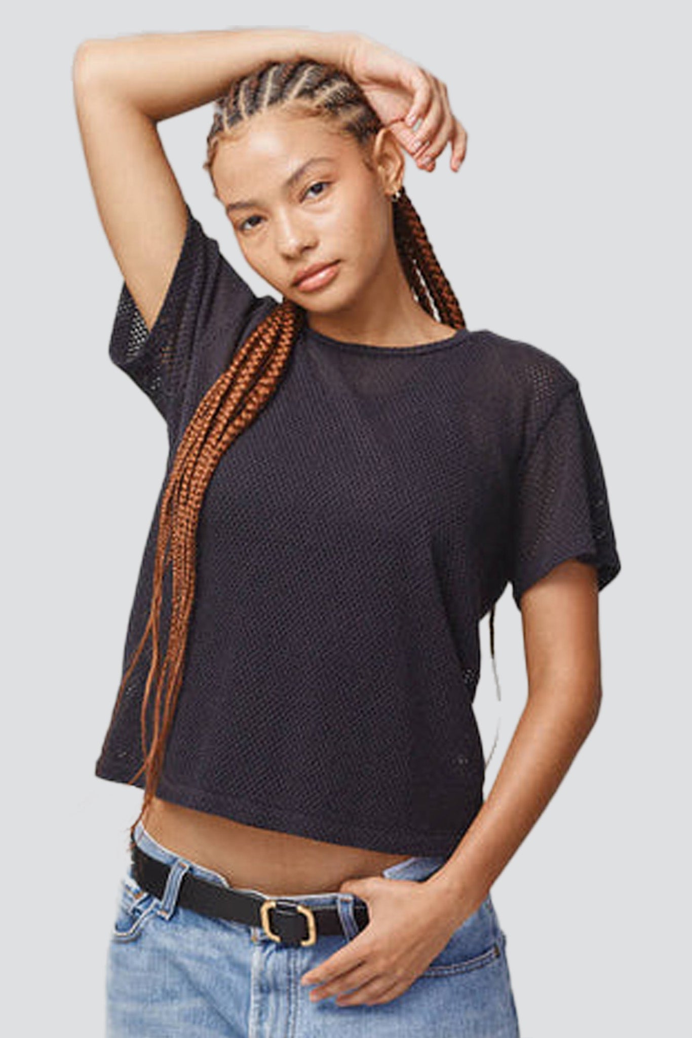 Black Carmen Mesh Cropped Tee