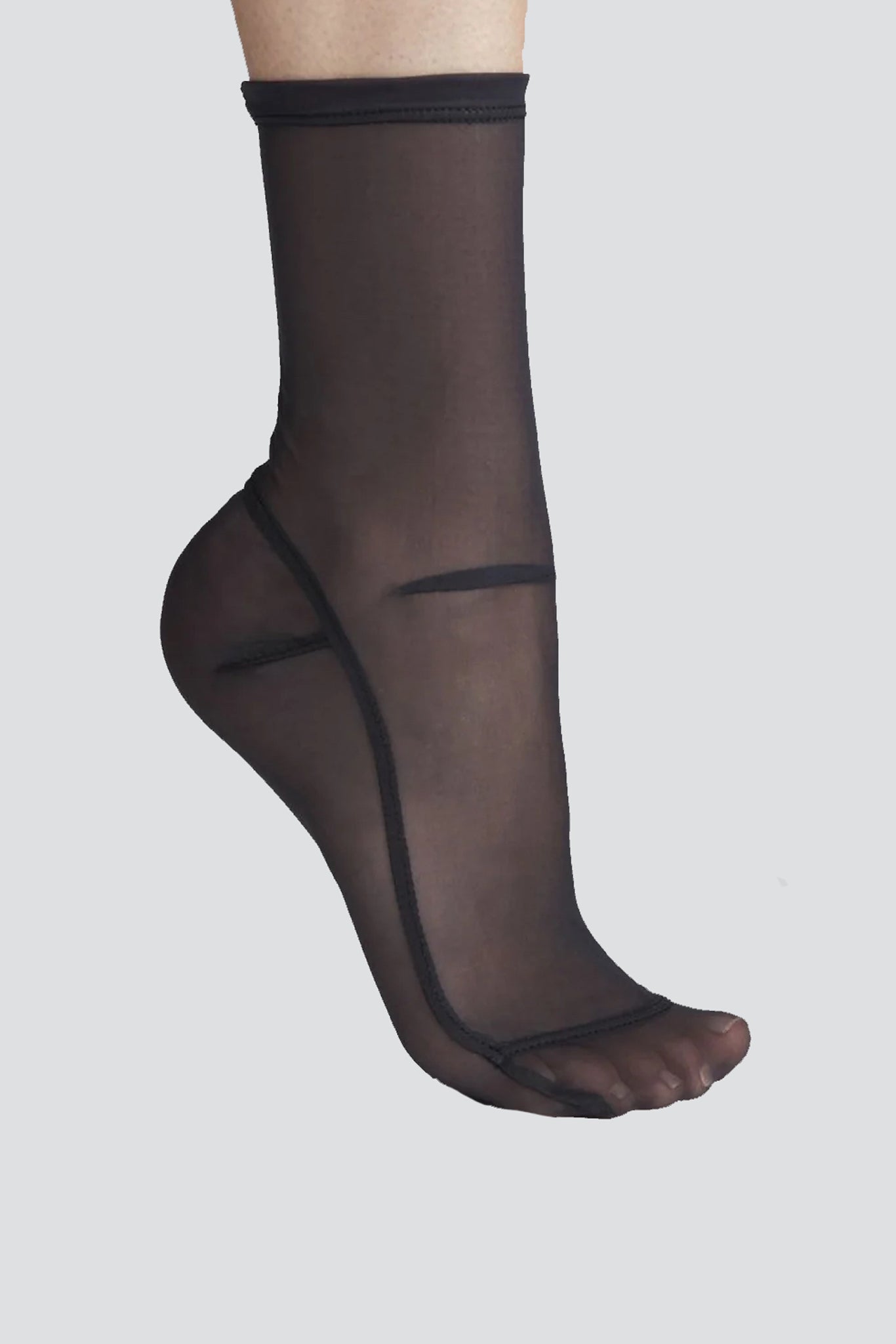 Black Solid Mesh Sock