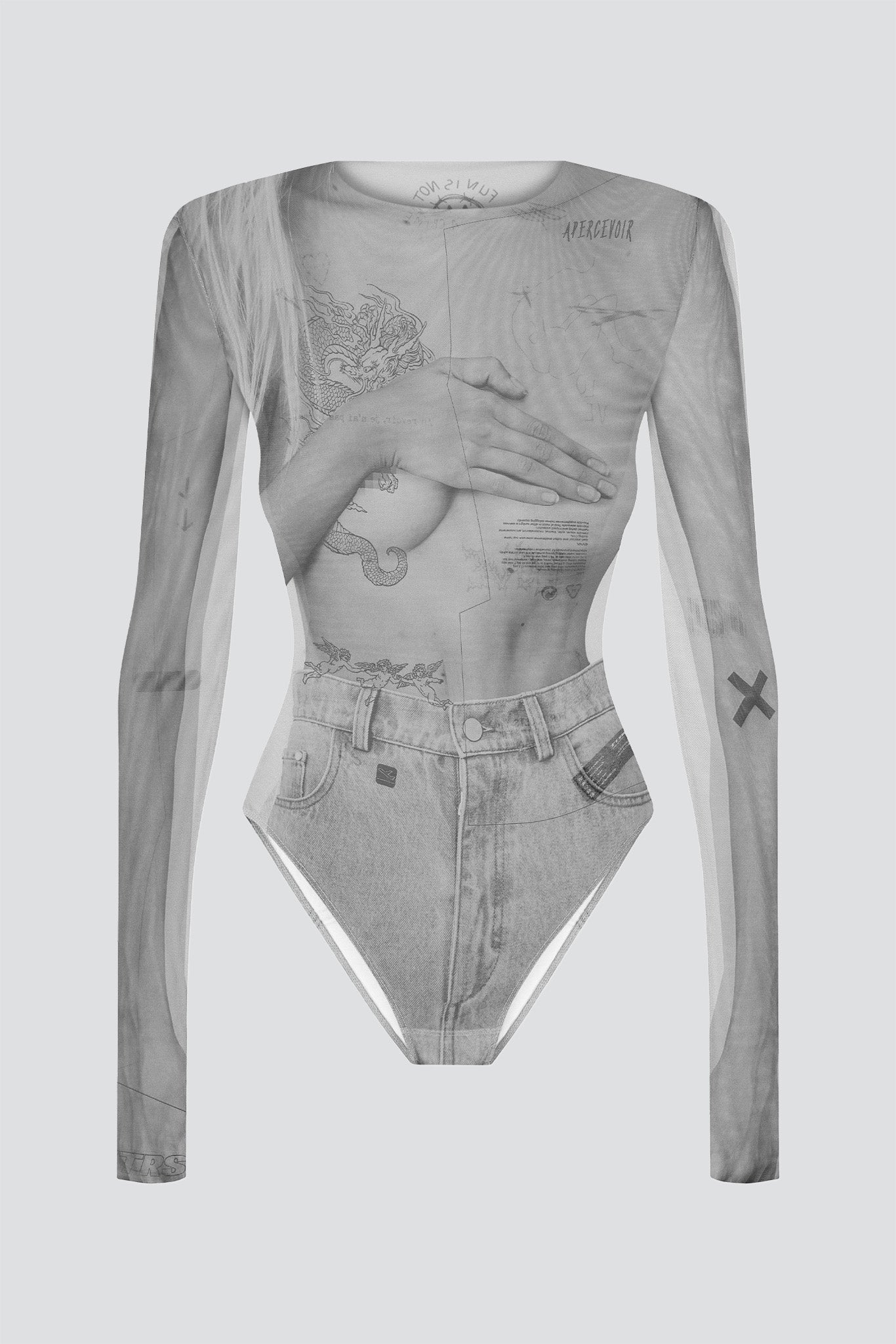 White Mesh Bodysuit Collage