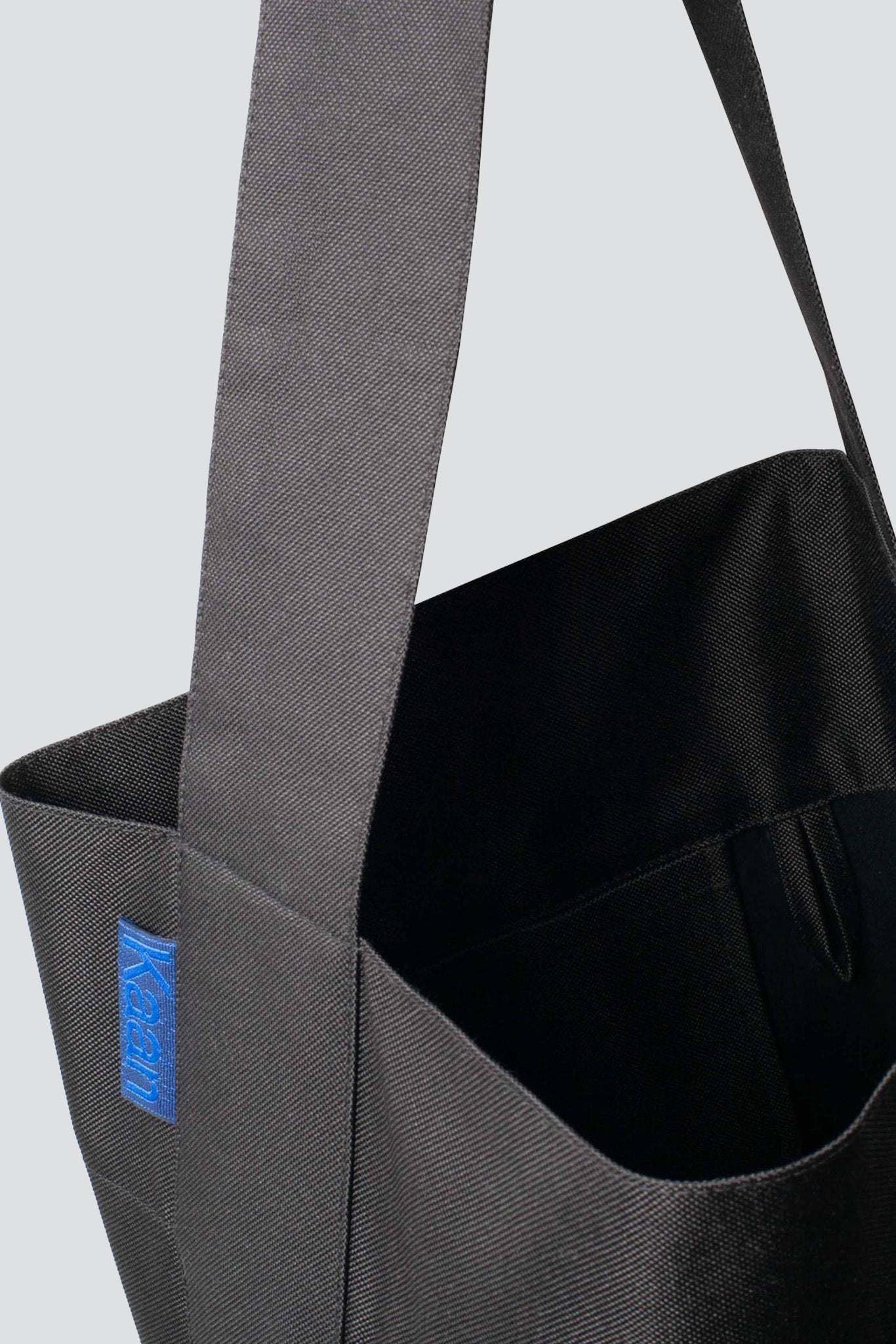 Black Water Repellant Midi Bucket Tote