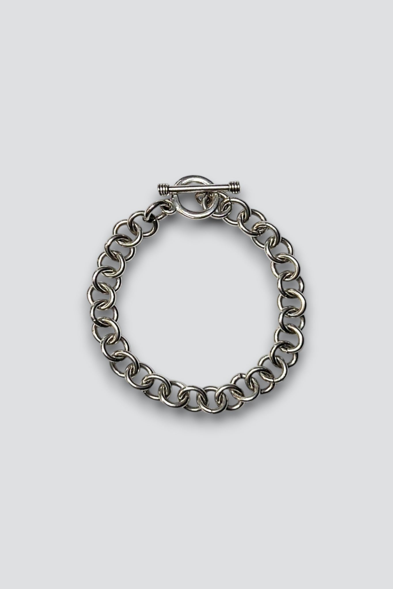 Sterling Silver Circle Link Toggle Bracelet