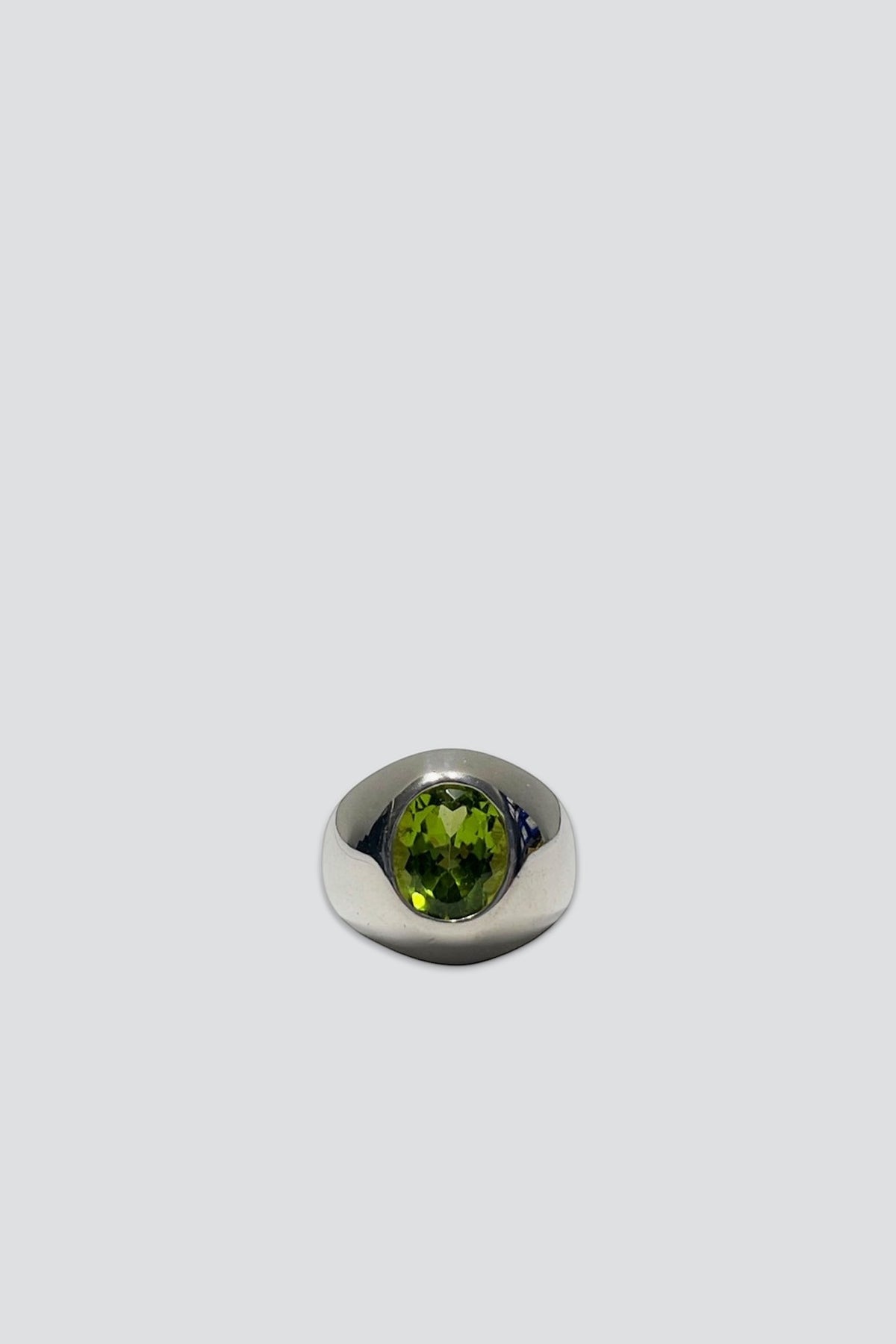 Sterling Silver Peridot Gem Dome Ring