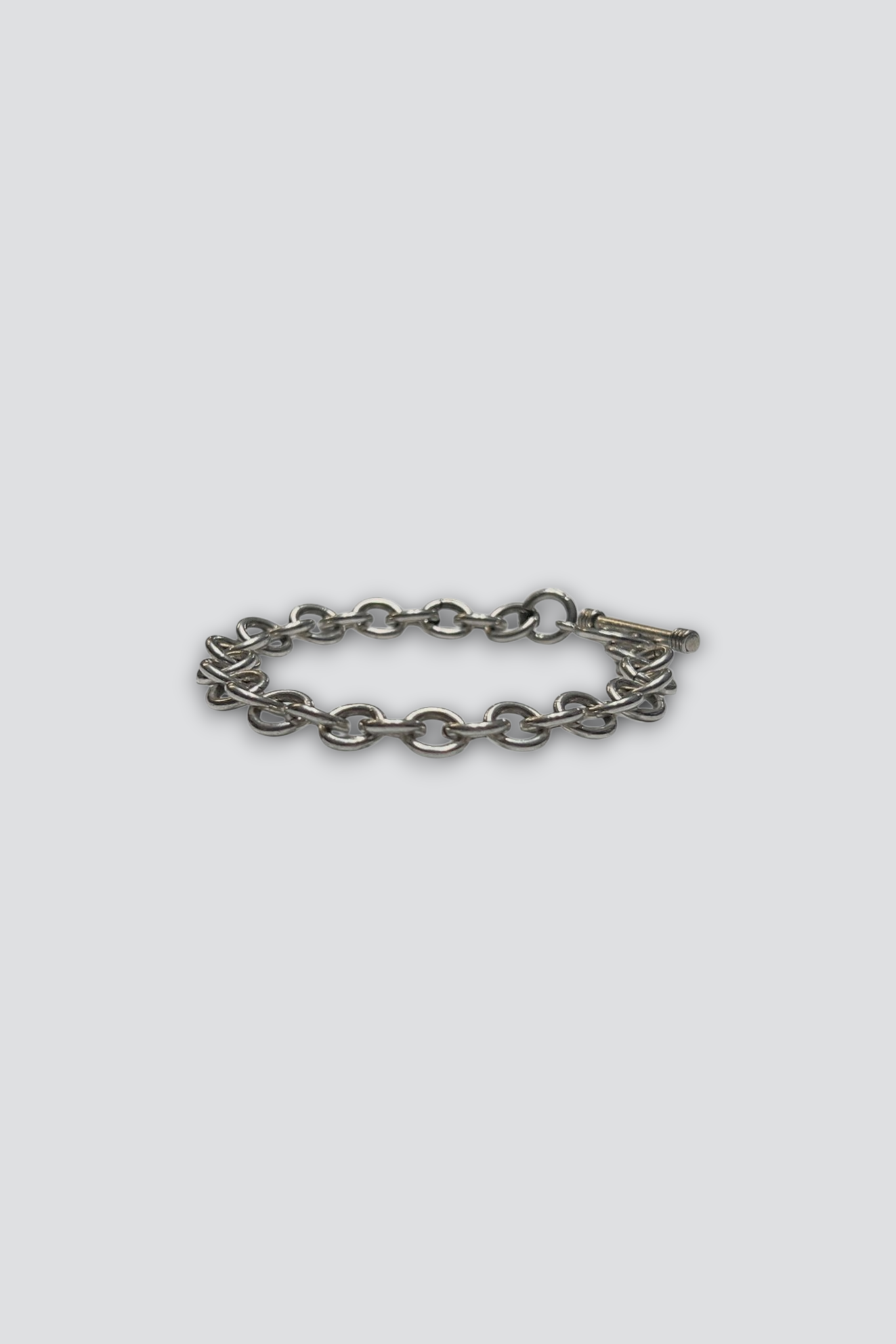 Sterling Silver Circle Link Toggle Bracelet