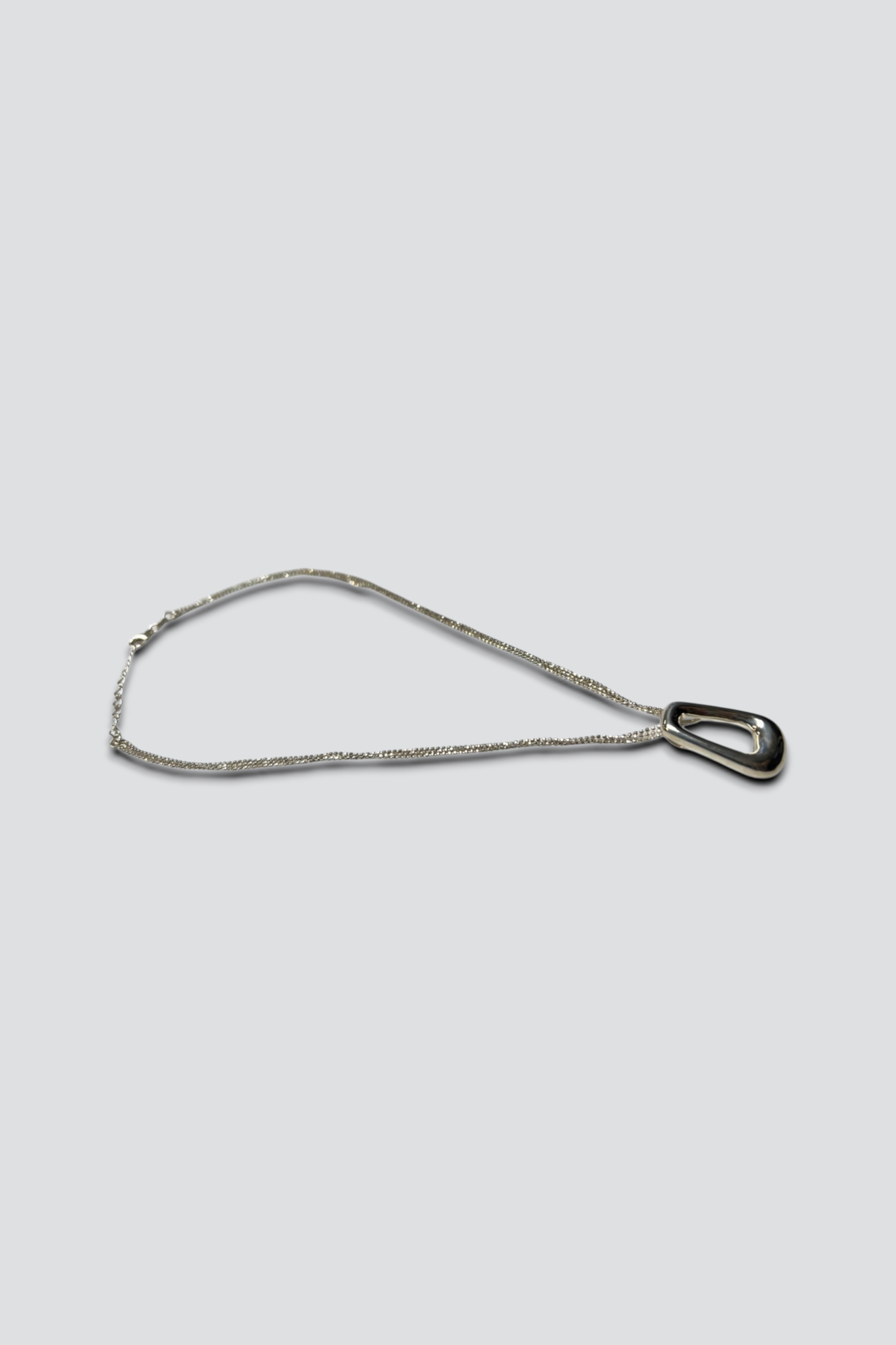 Sterling Silver Triple Chain Open Pendant Necklace