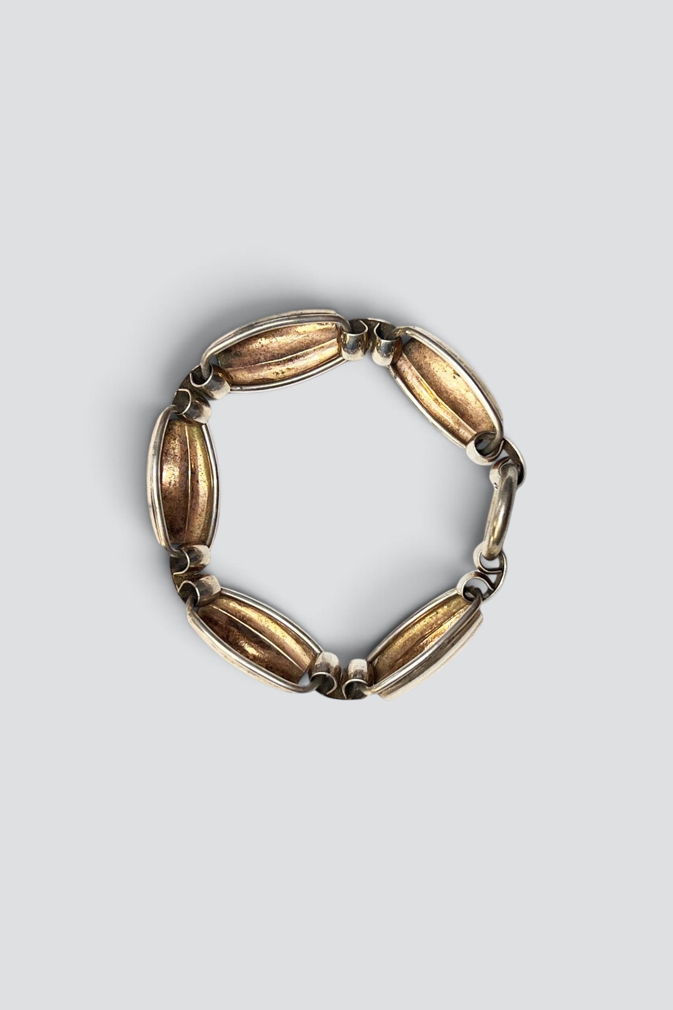 Sterling Silver Slitted Oval Link Bracelet