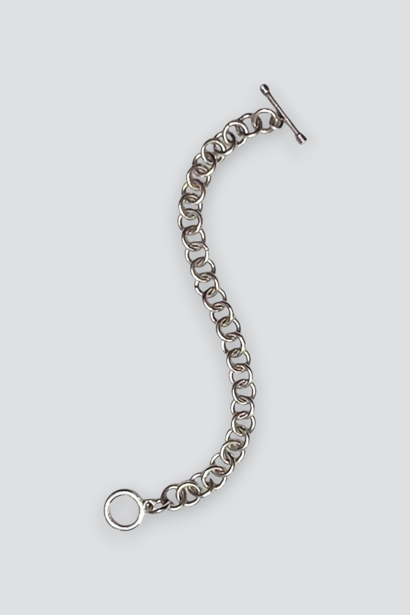 Sterling Silver Circle Link Toggle Bracelet