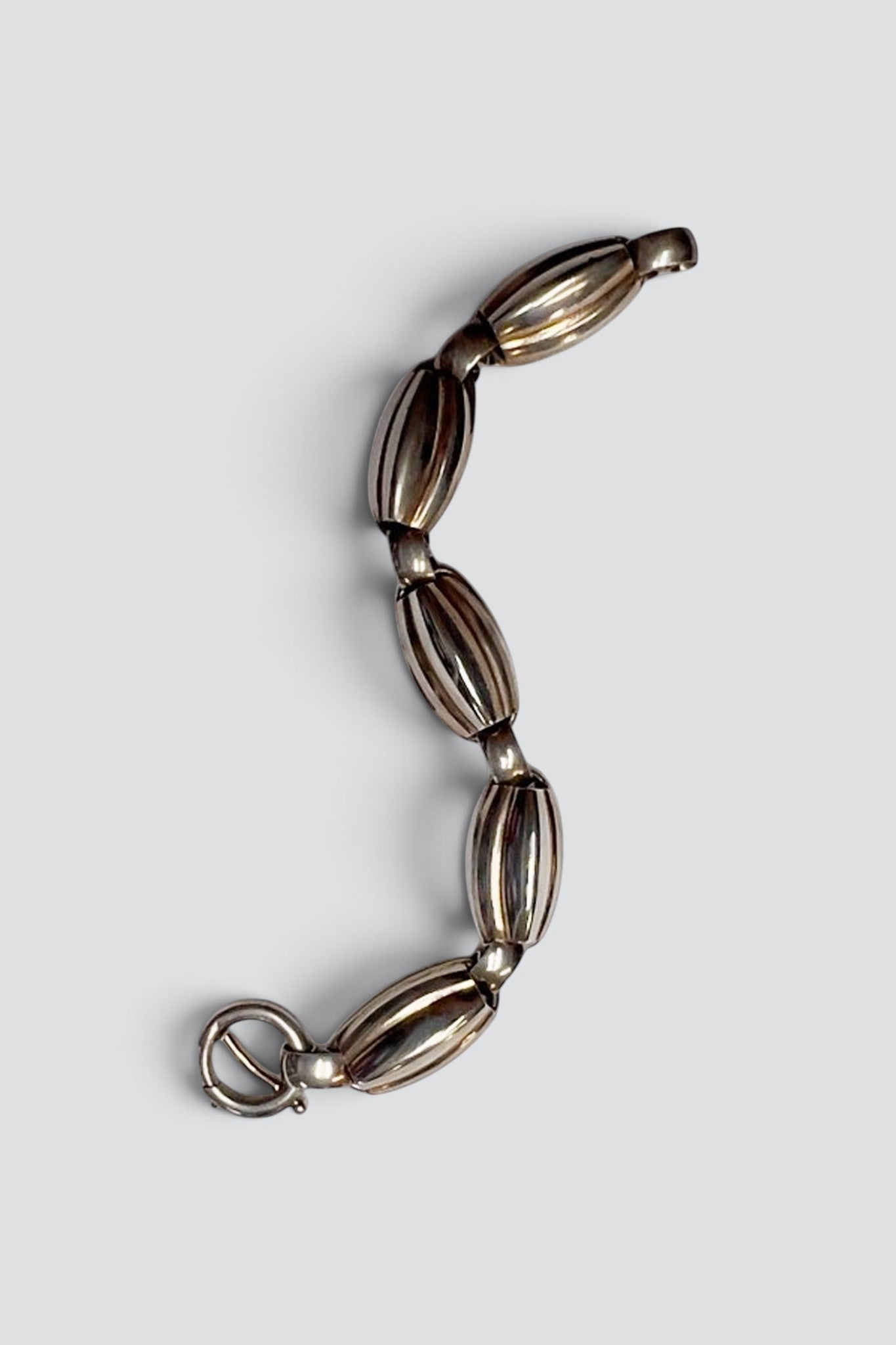 Sterling Silver Slitted Oval Link Bracelet
