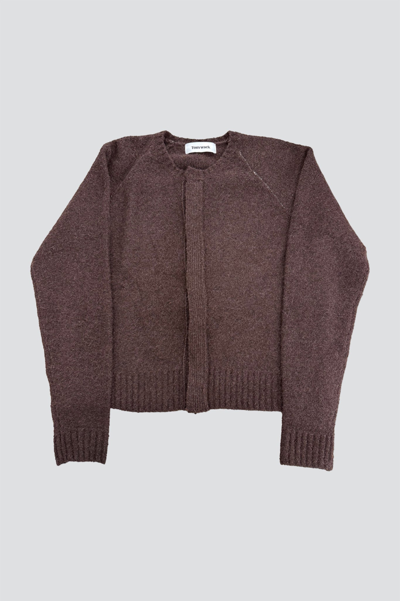 Brown Placket Button Down Knit Cardigan