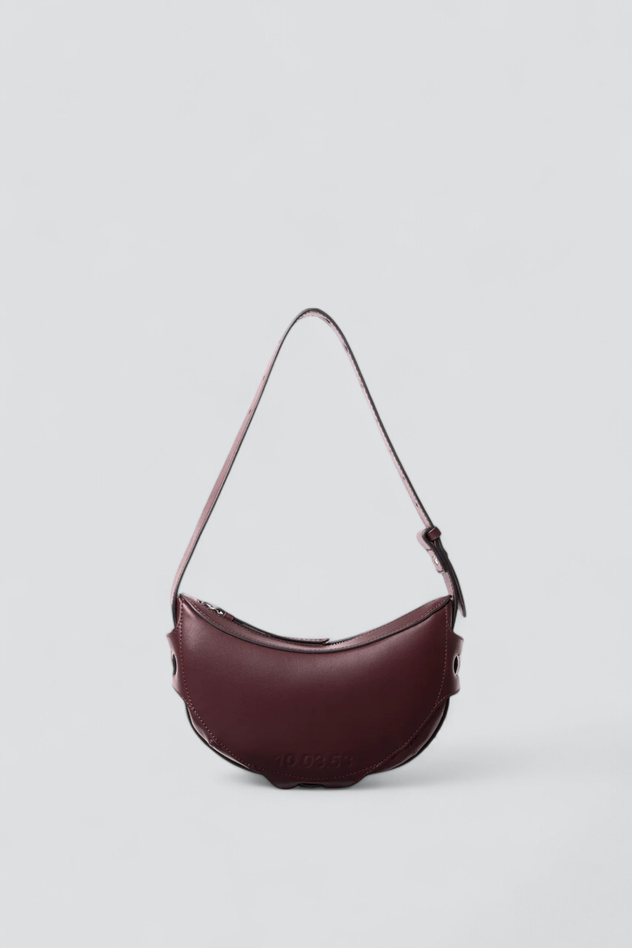 Burgundy Leather Half Moon Bag