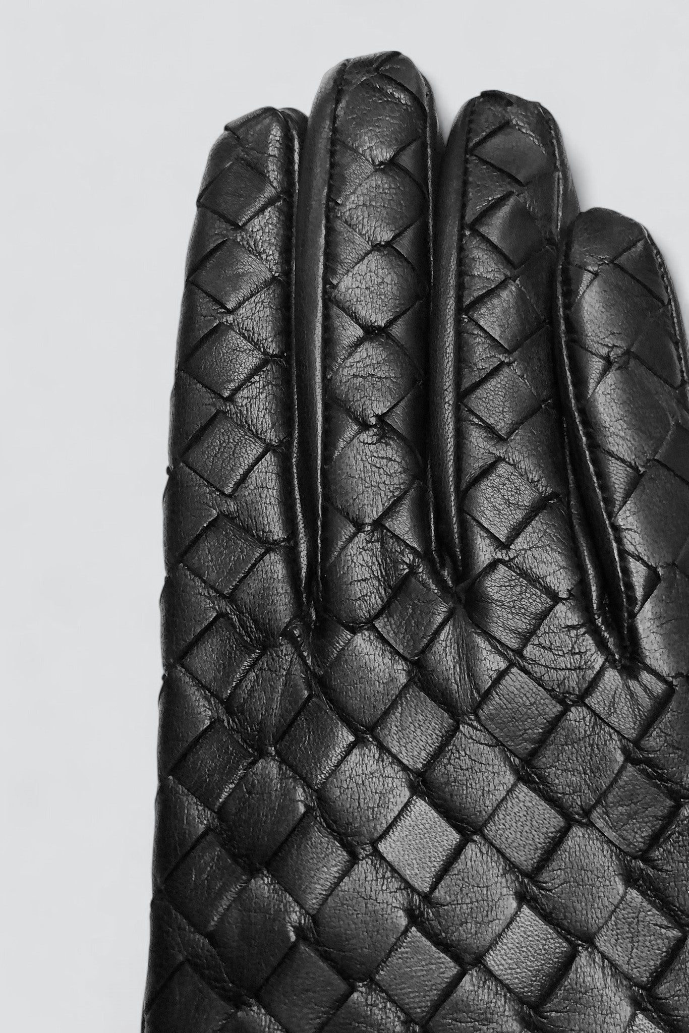 Black Woven Leather 7022HB Gloves