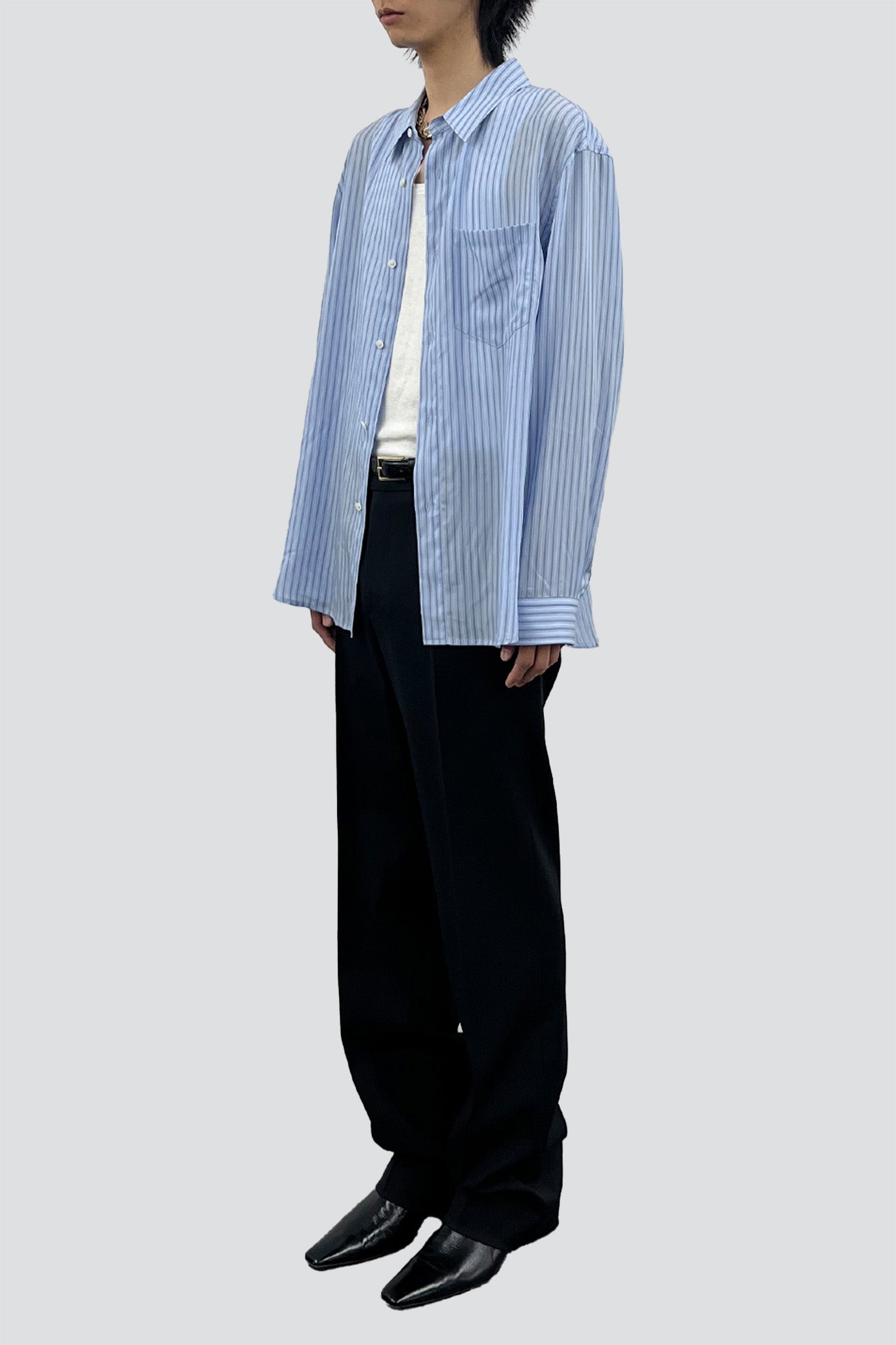 Skyblue Striped Lyocell Shirt