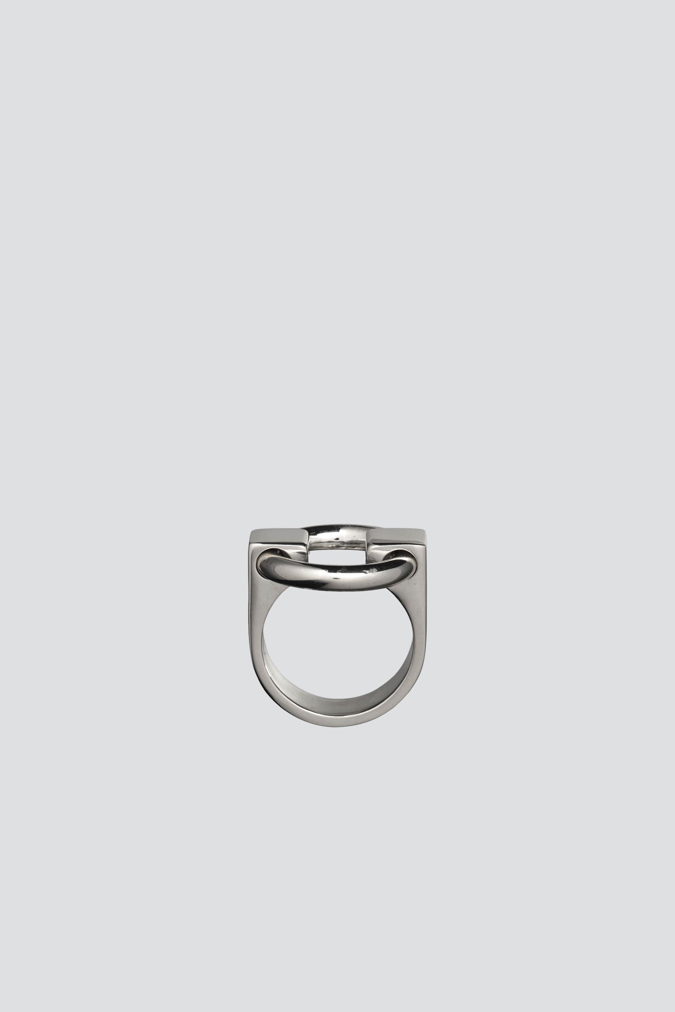 Sterling Silver Block 34 Ring
