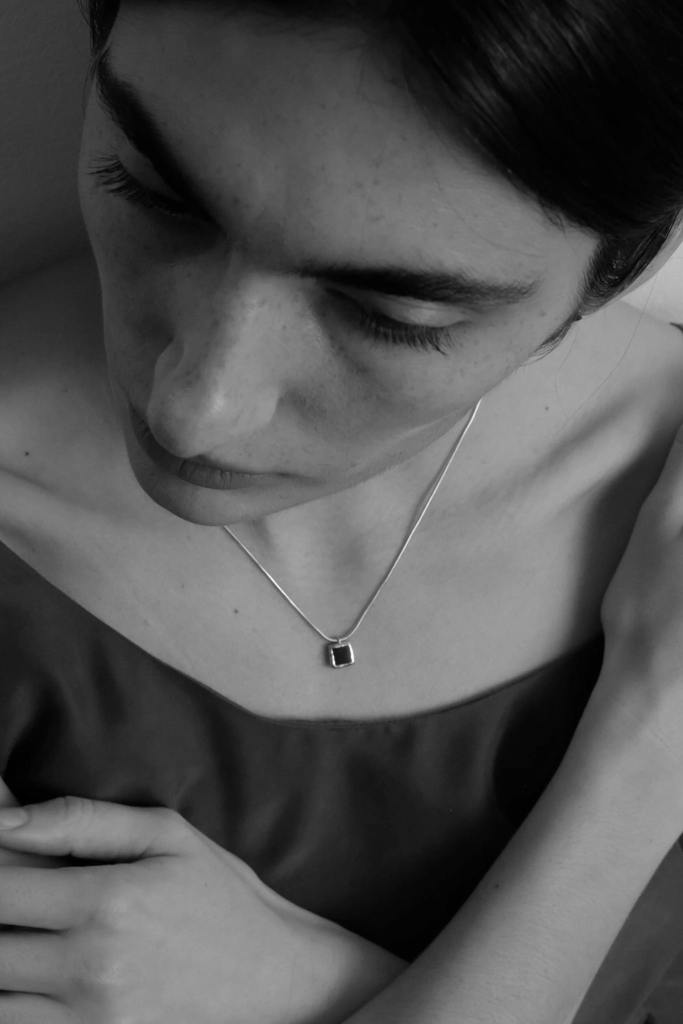 Sterling Silver/Lapis Picture in Picture Pendant Necklace