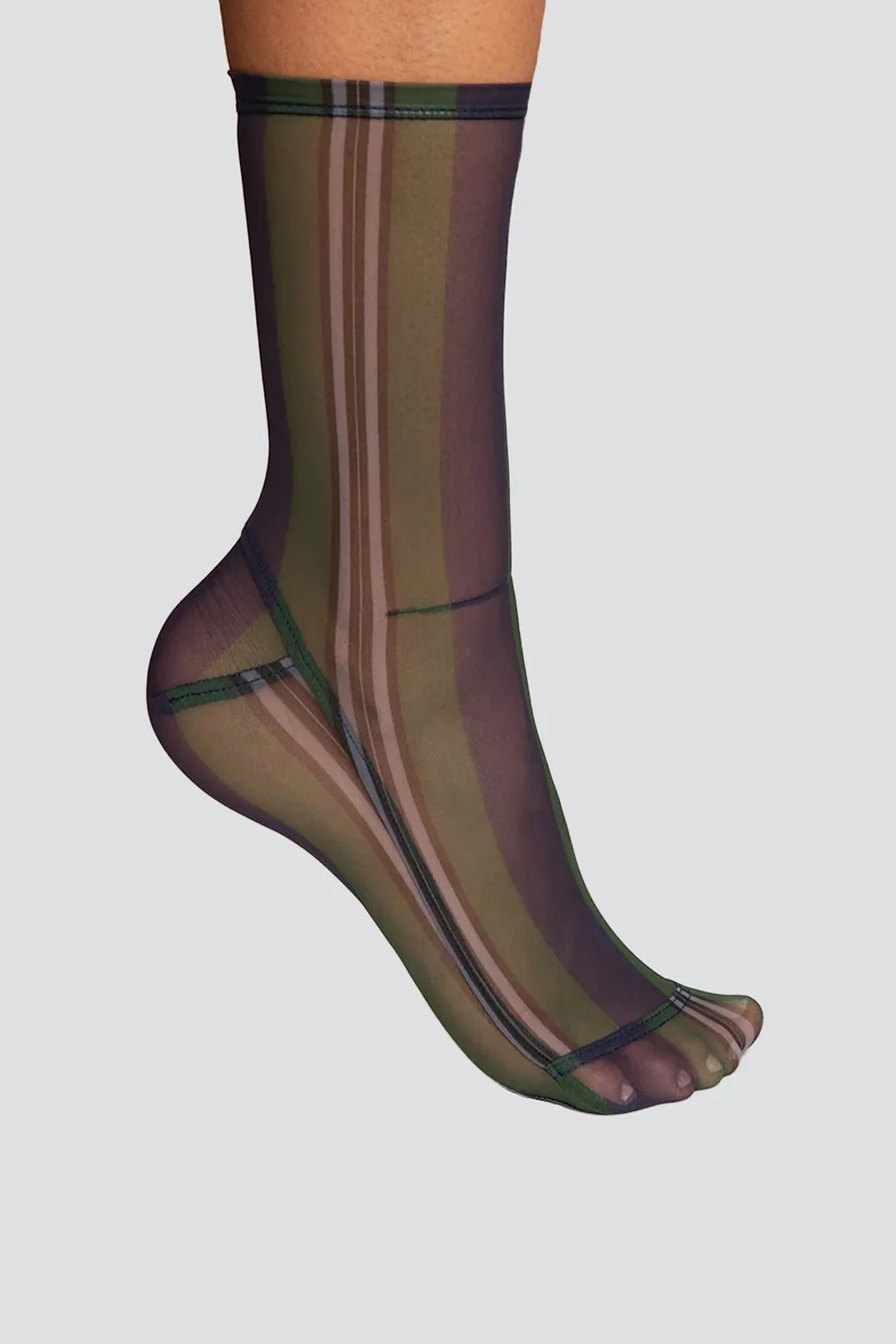 Green Aurora Striped Mesh Sock