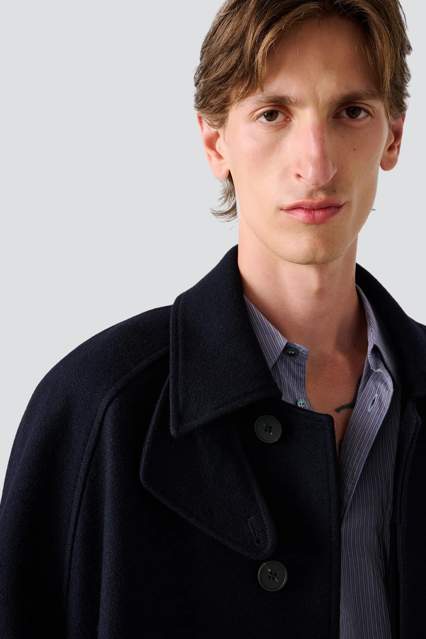 Dark Navy Cabo Raglan Wool Coat